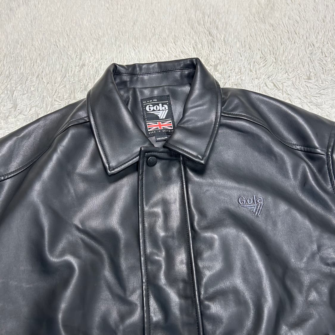 Gola Black Leather Bomber Jacket 상품이미지5