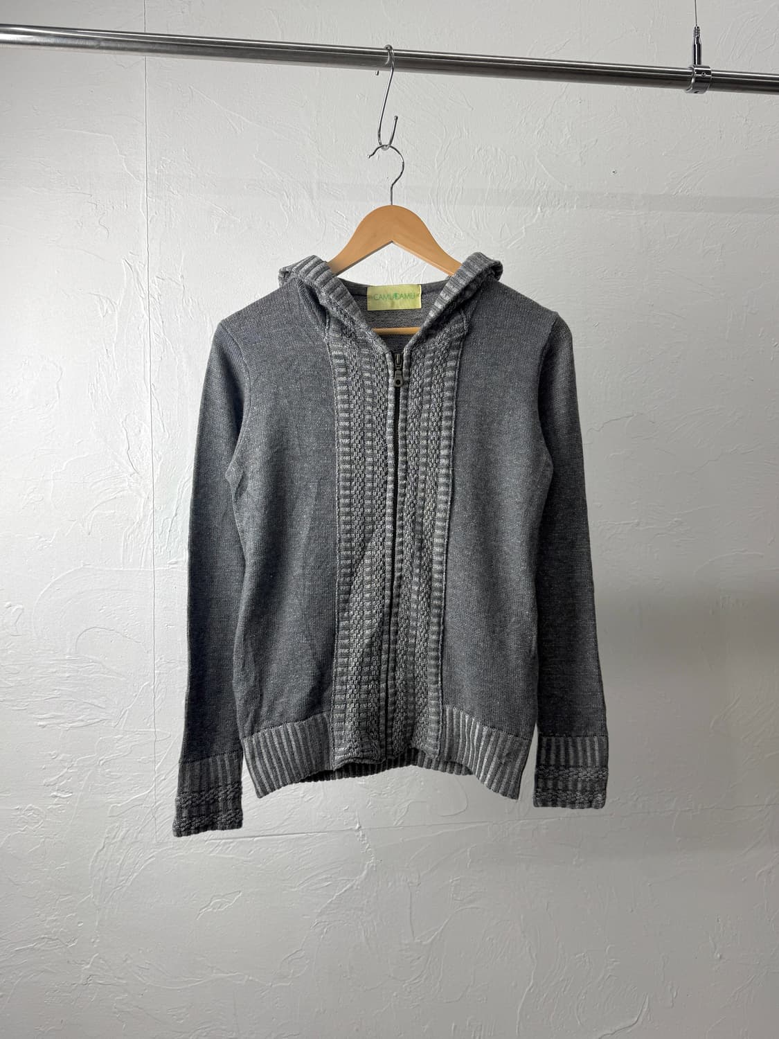 Camucamu 니트 후드 집업 상품이미지1