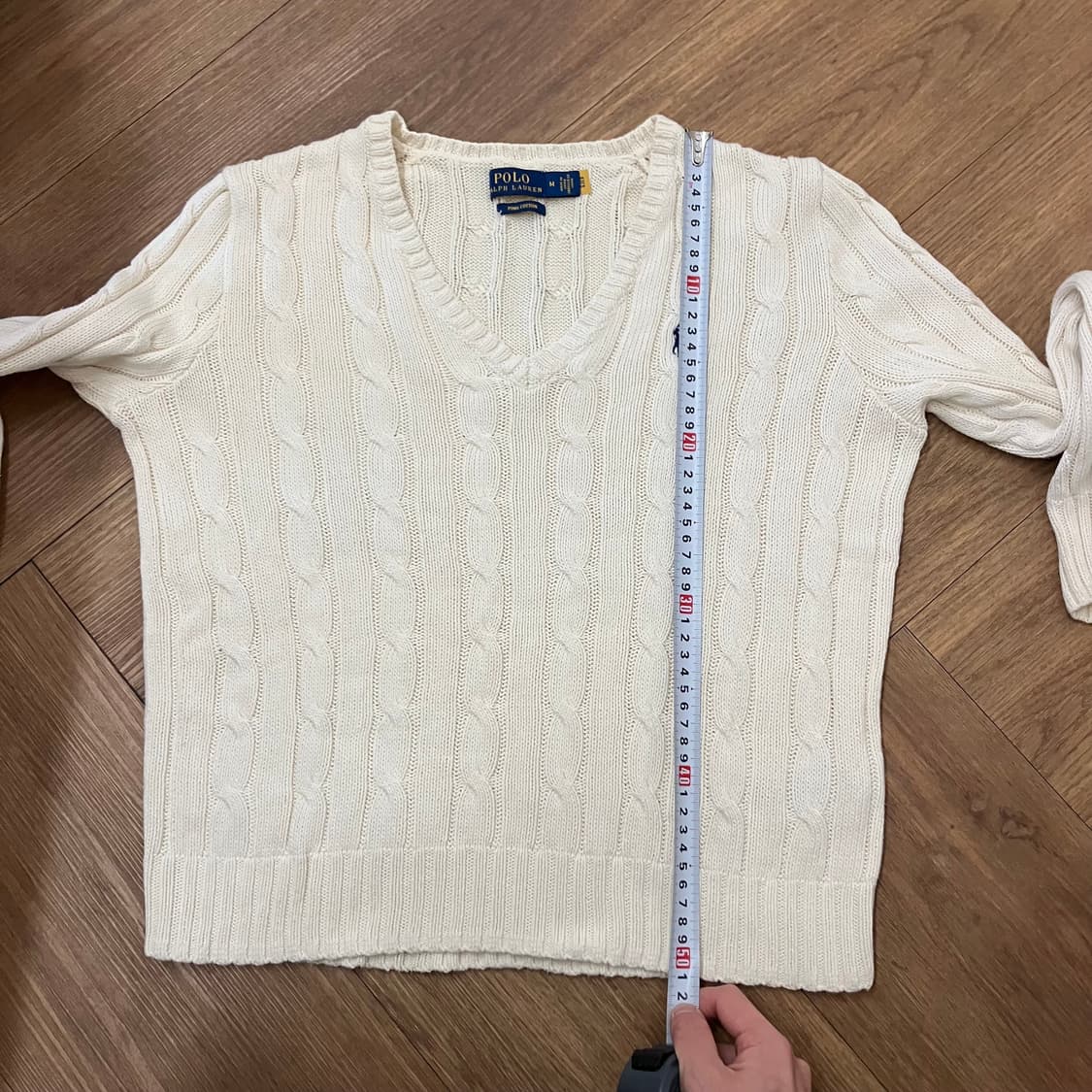 N139 폴로 꽈배기 브이넥 니트 아이보리 케이블 상품이미지7