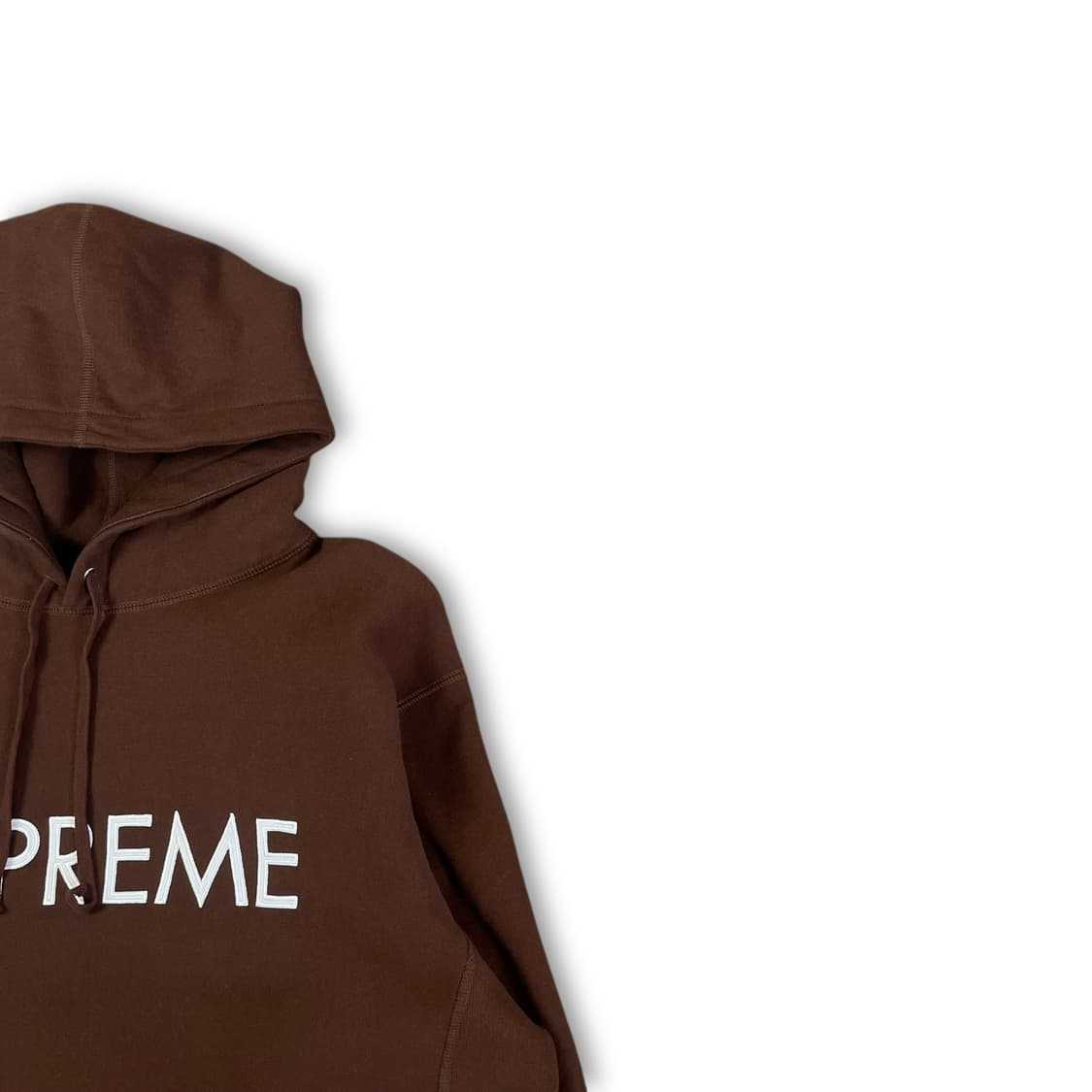 슈프림 브라운 로고 자수 후드티 L 상품이미지2