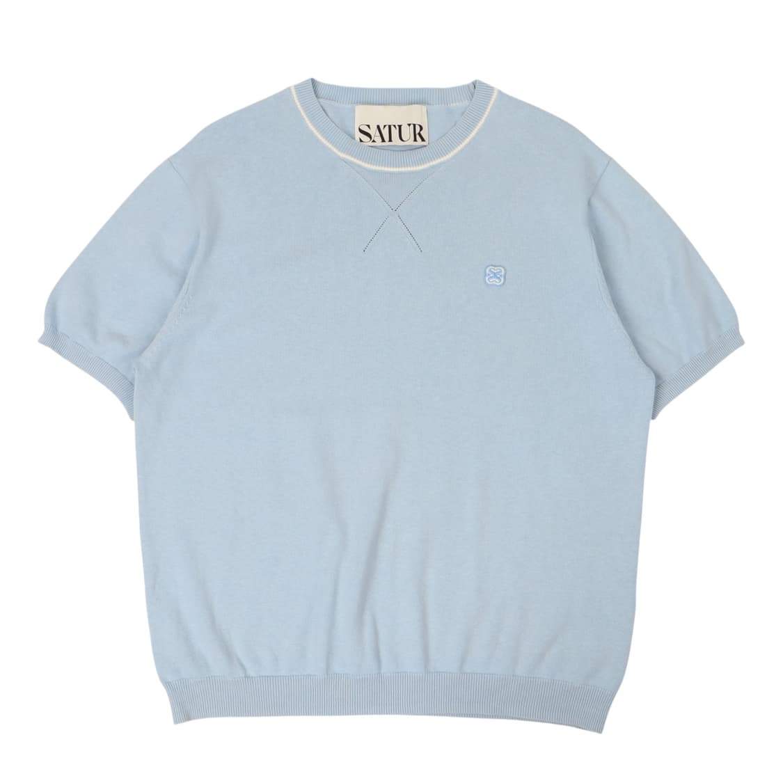 세터 엠브로이드 니트 하프 티셔츠 상품이미지1