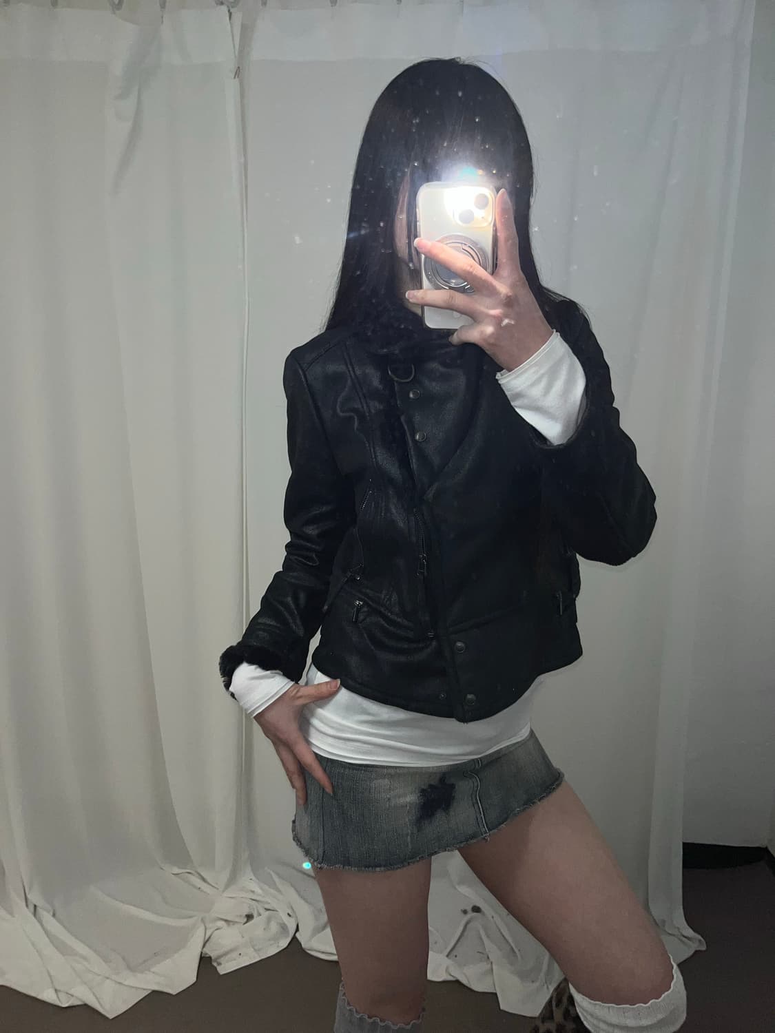 블랙 리얼 램퍼 무스탕 상품이미지6