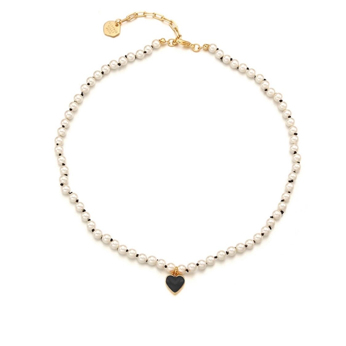 [빈티지헐리우드]Silky Black n Pearl Heart Neckl 상품이미지2