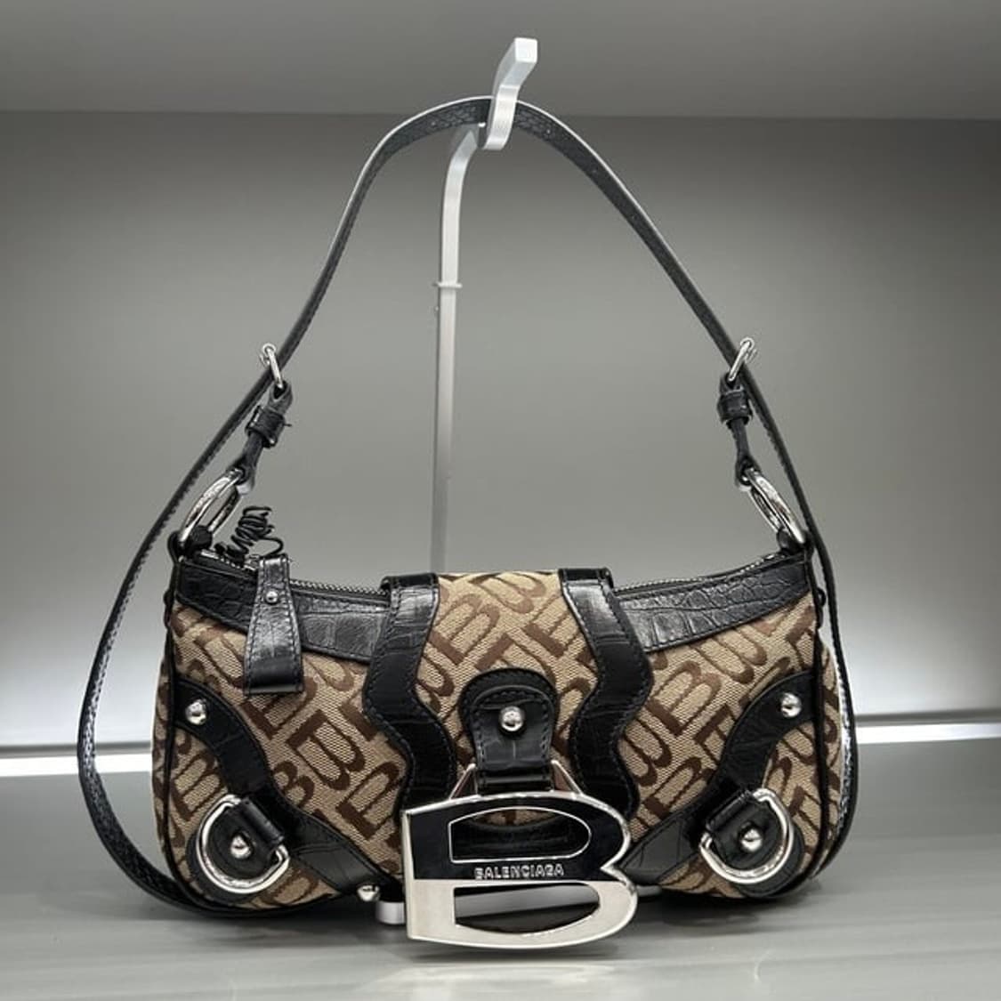 발렌시아가 에섹스 스몰 숄더백 에보니 베이지 상품이미지1