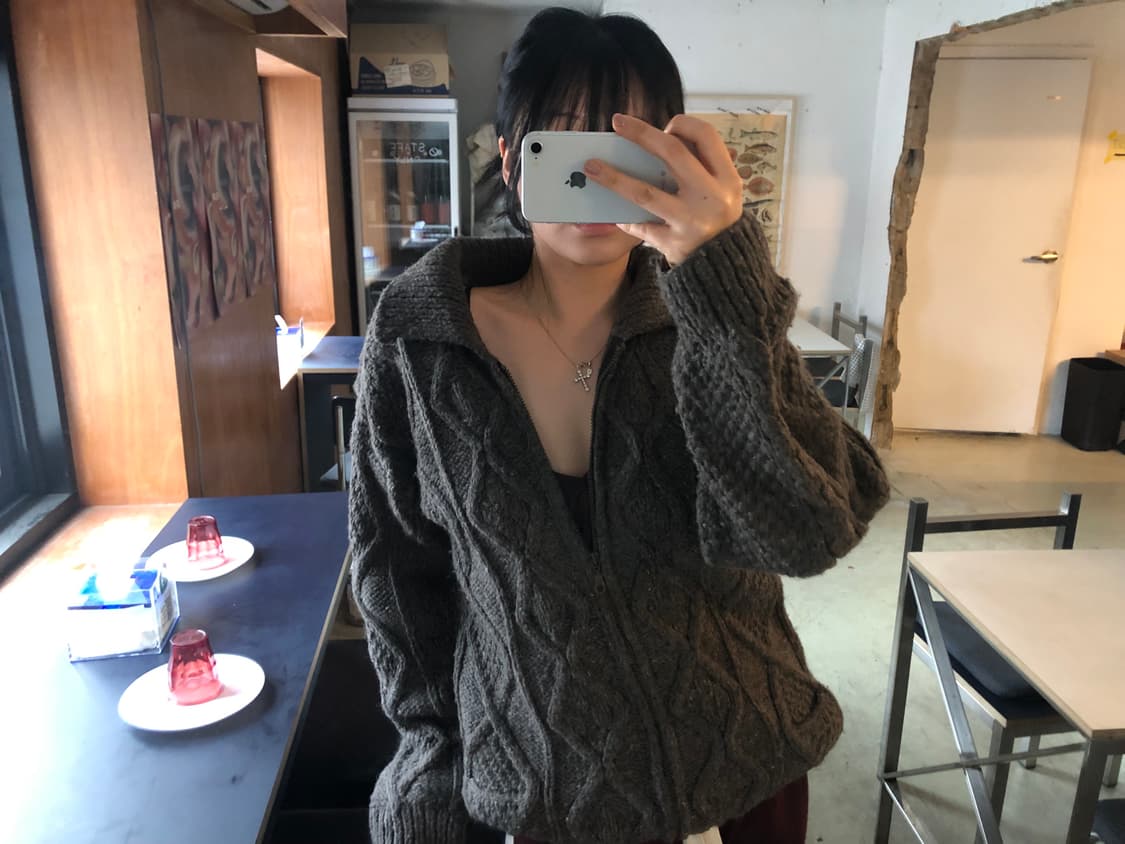 꽈배기니트집업 케이블니트집업 상품이미지3