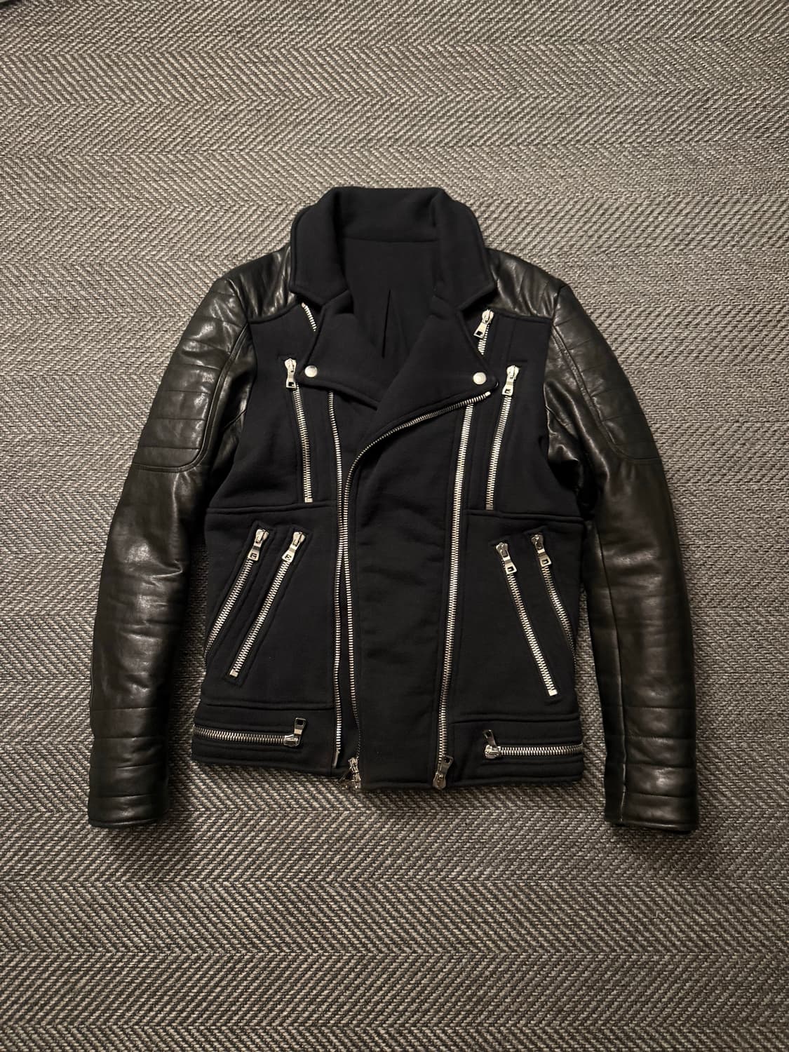 발망 코튼 레더 믹스 바이커 자켓 S 상품이미지1