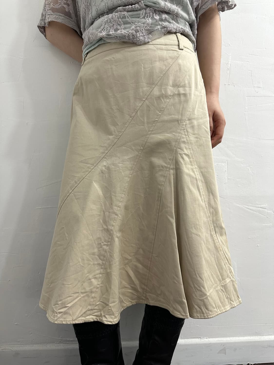 dual view beige midi skirt 상품이미지4