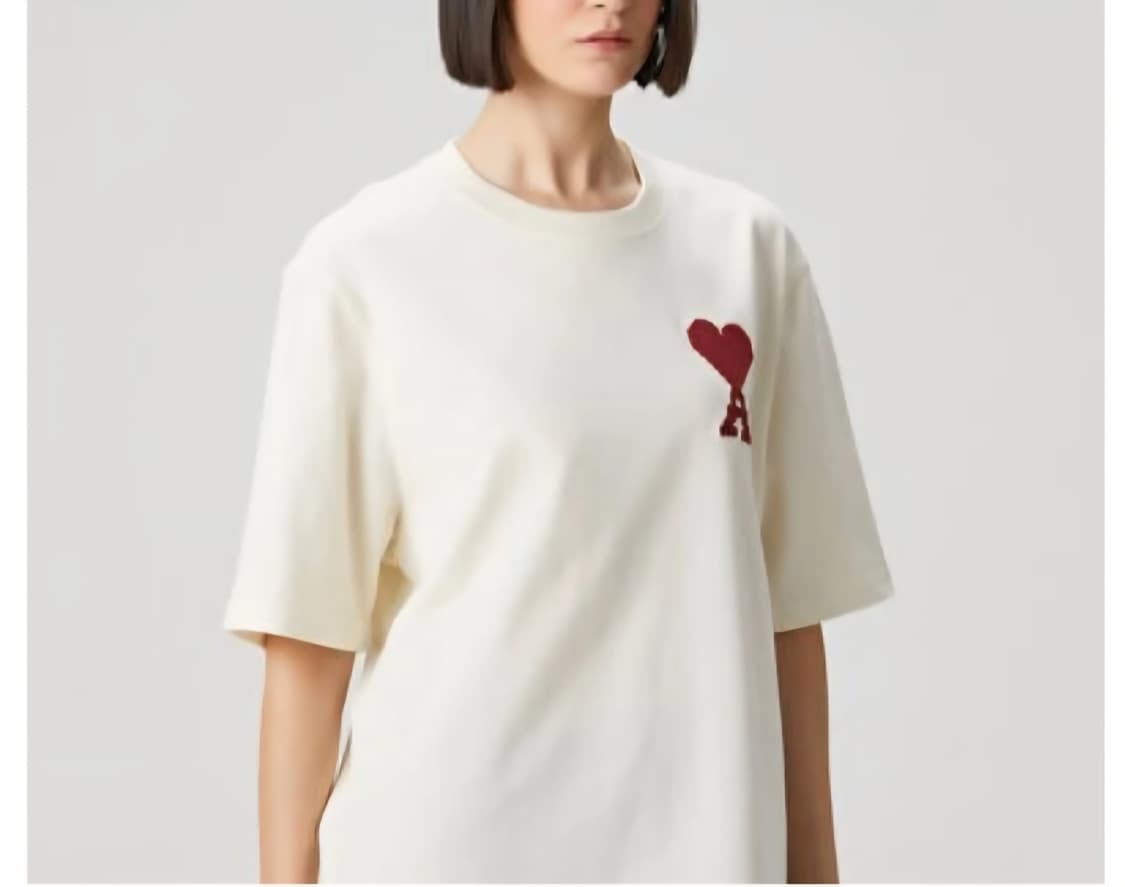 초특가/큐알정품인증>아미 드 꾀흐 빅로고 반팔티 (베이지 / 아이보리) 상품이미지4