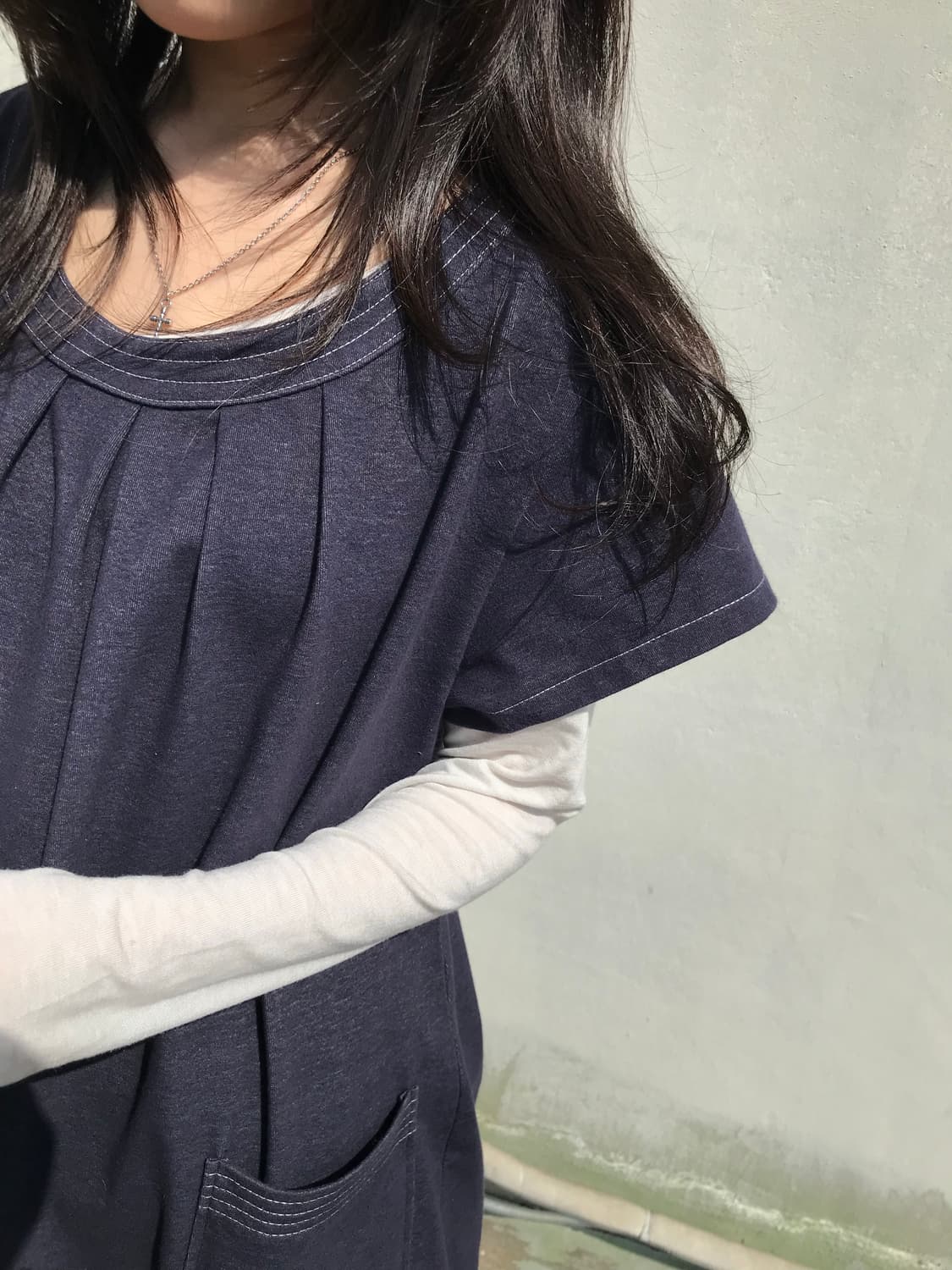 네이비 레이어드 데님 원피스 상품이미지4