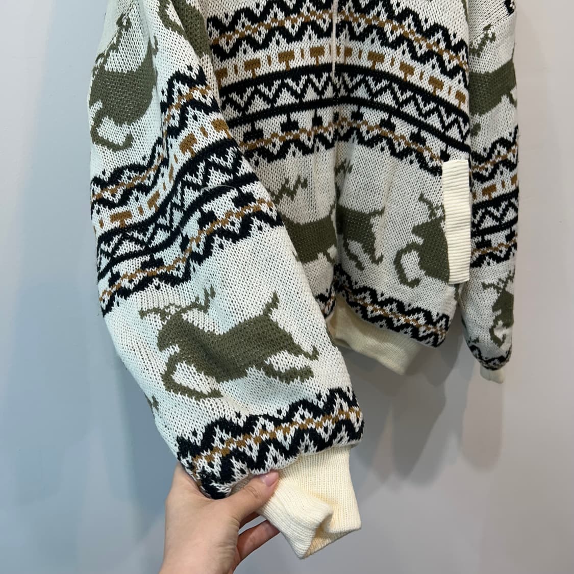 노르딕패턴 셰르파 니트 후드집업 상품이미지6