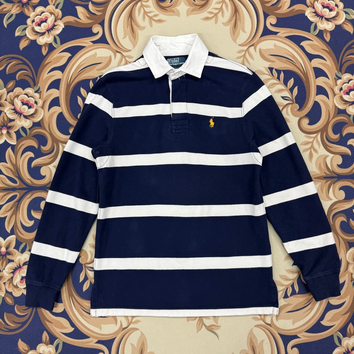 (S)00s 폴로 랄프로렌 아이코닉 스트라이프 럭비티셔츠(네이비) 상품이미지1
