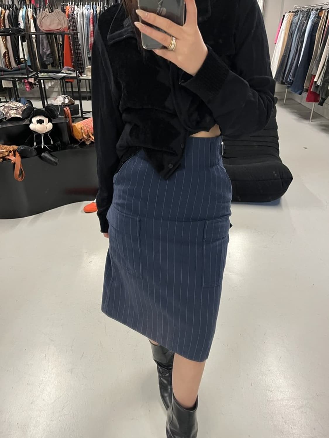 SACAI LUCK stripe utility skirt blue  상품이미지1