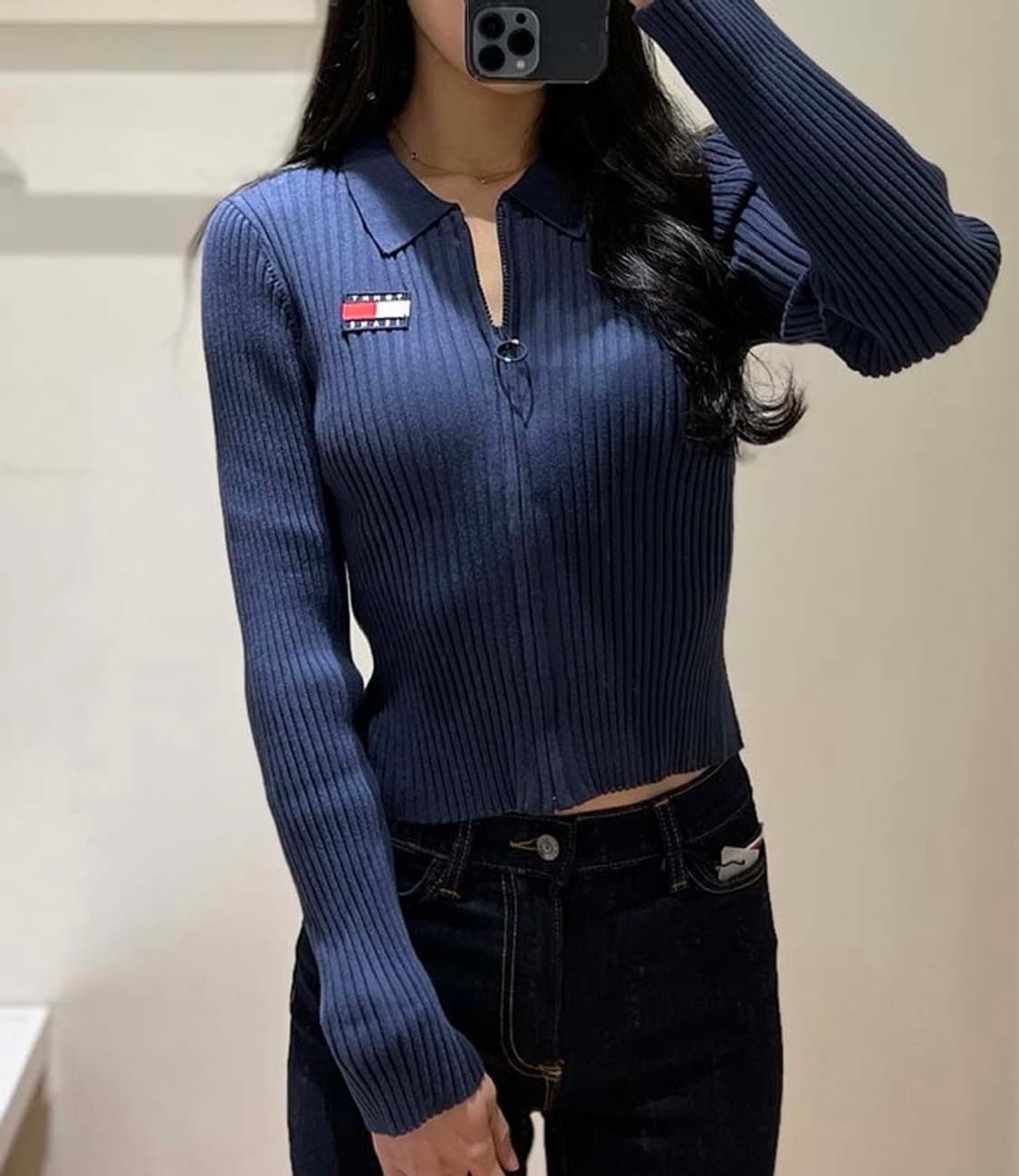 타미진스 골지 니트 집업 상품이미지3