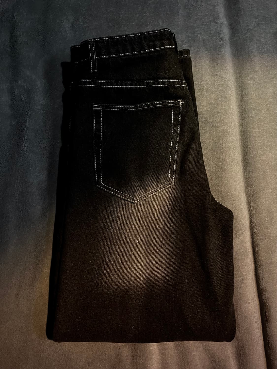 트릴리온 워싱 와이드 데님 팬츠 옐로우 블랙 L  상품이미지2