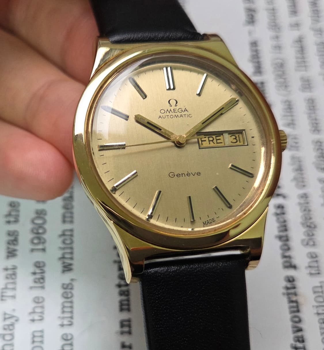 빈티지 오메가 제네브 올금장 오리지널 샴골판 데이데이트 오토매틱 상품이미지9