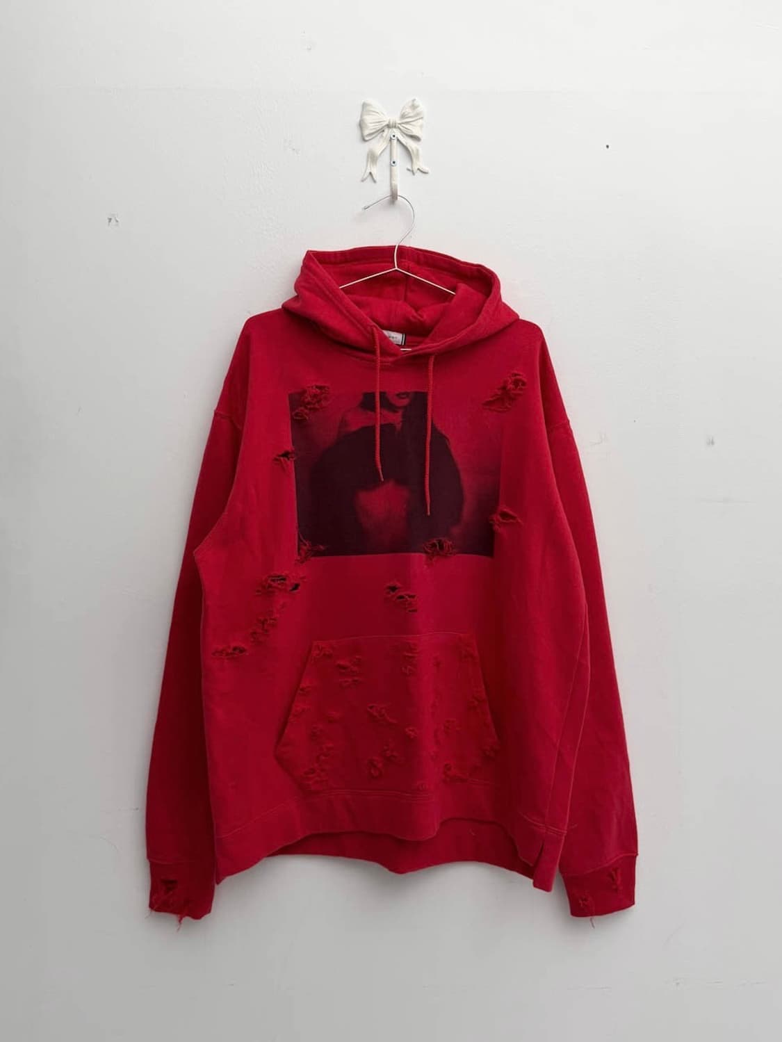 레드 디스트레스 오버핏 후드티 상품이미지5