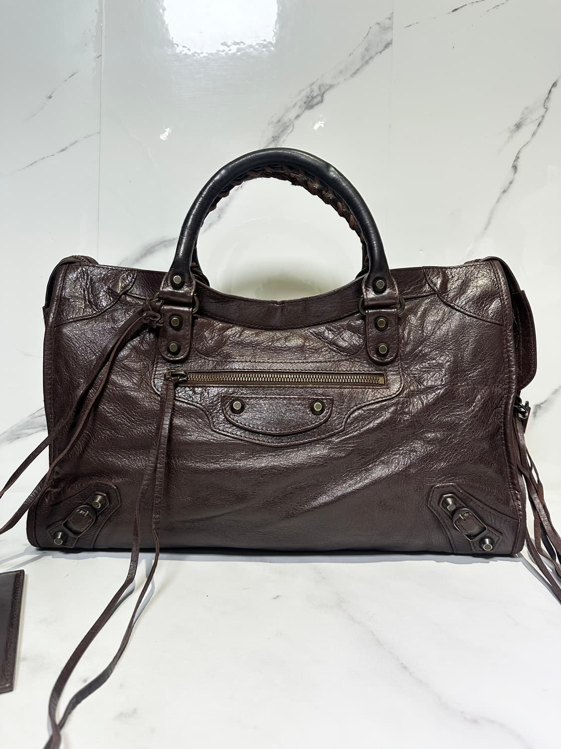 [A 정품] 발렌시아가 시티 모터백 미디움 다크브라운 상품이미지2