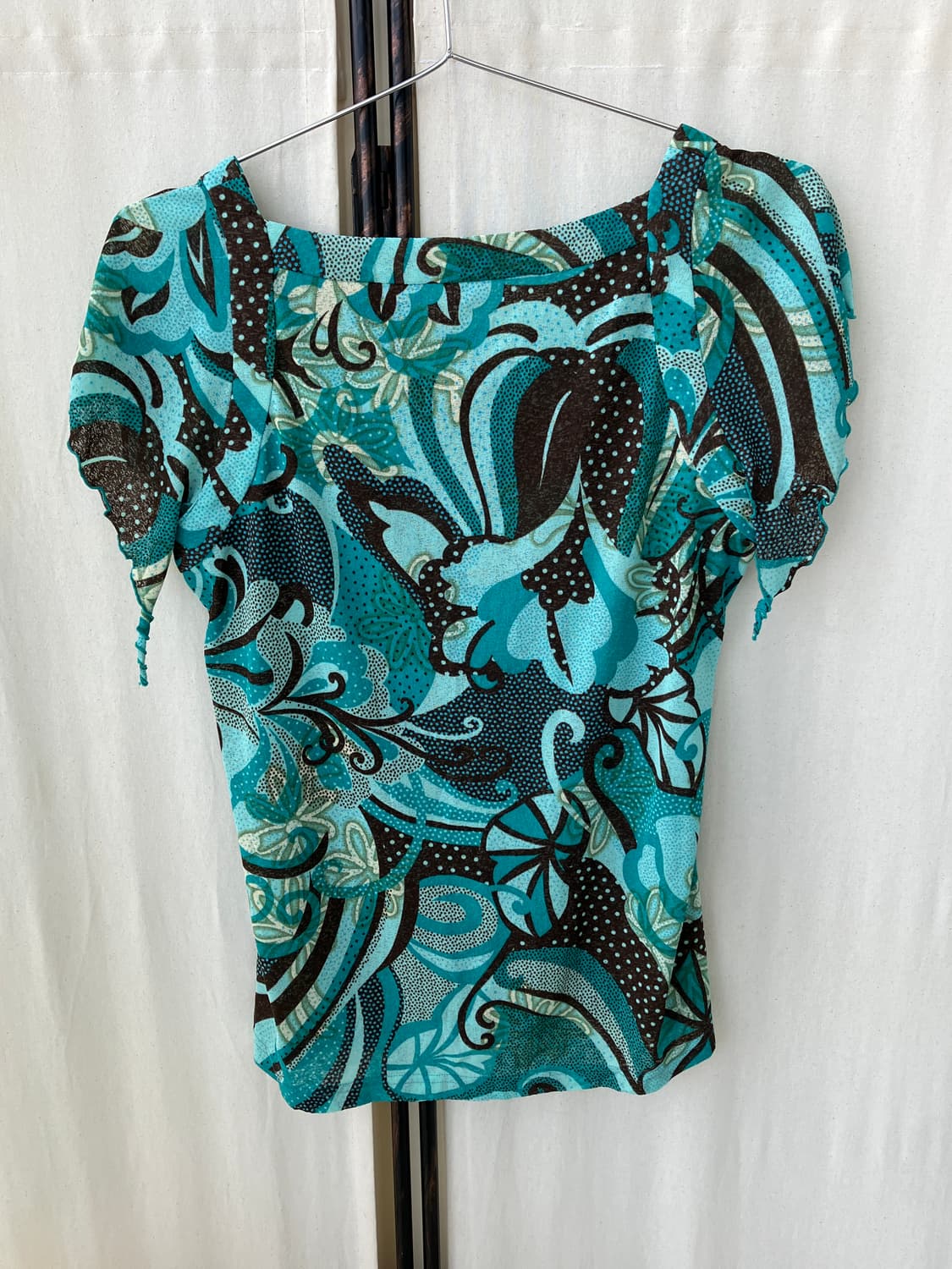 teal oriental frill blouse 상품이미지6