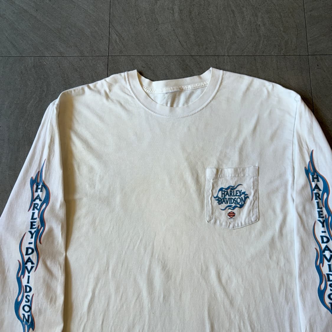 할리데이비슨 정품 화이트 플레임 긴팔 티셔츠 롱슬리브 상품이미지2