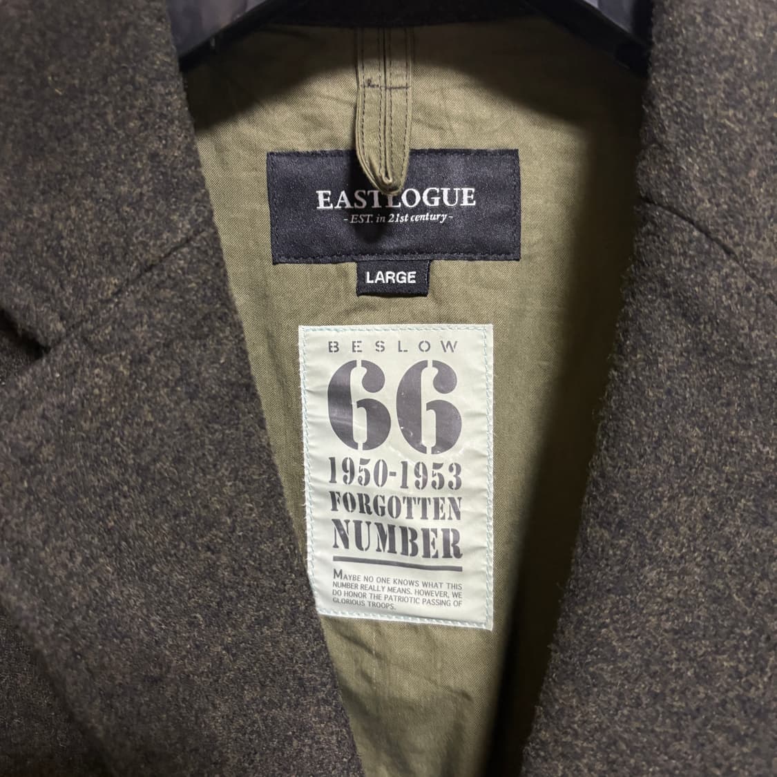 이스트로그 멜톤 울 밀리터리 블레이저 자켓 / 올리브, L 상품이미지4