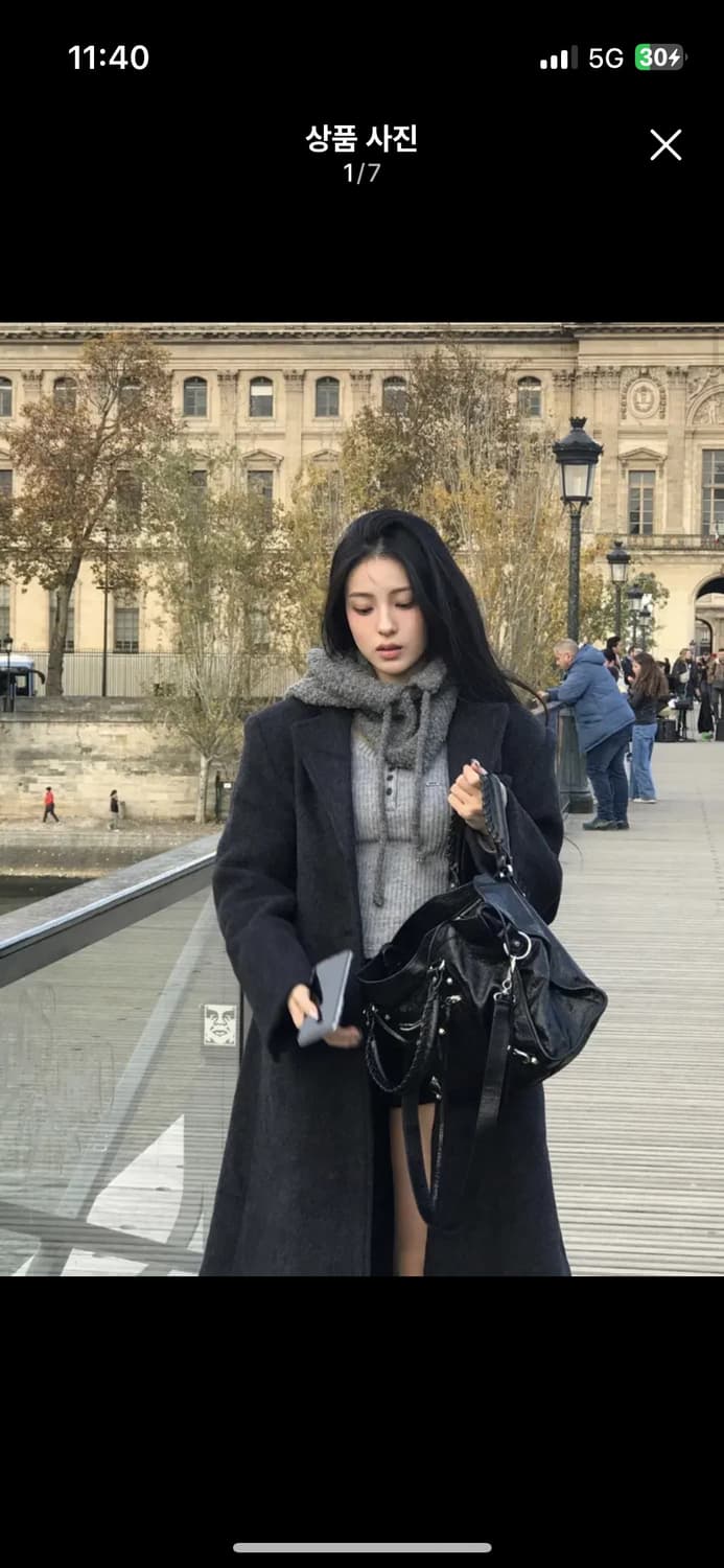 카키포인트 울 맥시 코트 차콜 새상품 상품이미지4