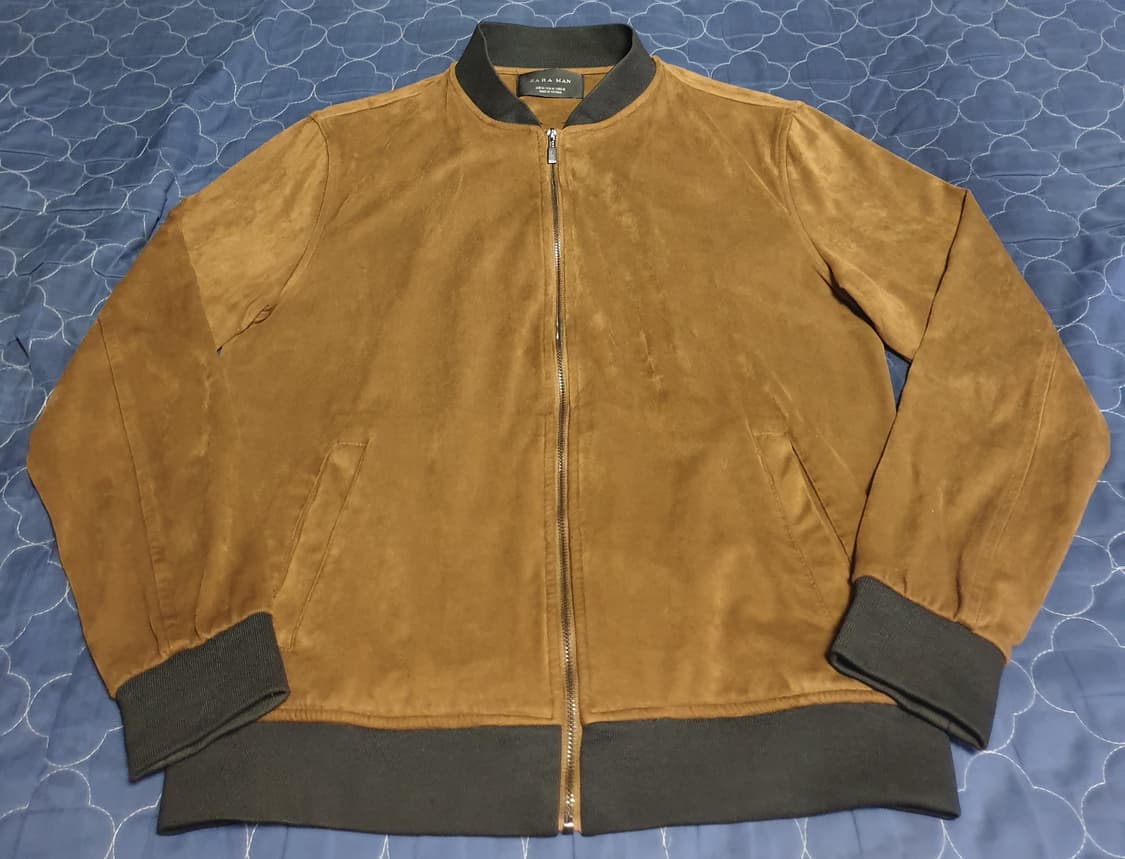 (블랙라벨) 자라 맨 스웨이드 블루종 자켓 브라운 (M) 상품이미지1