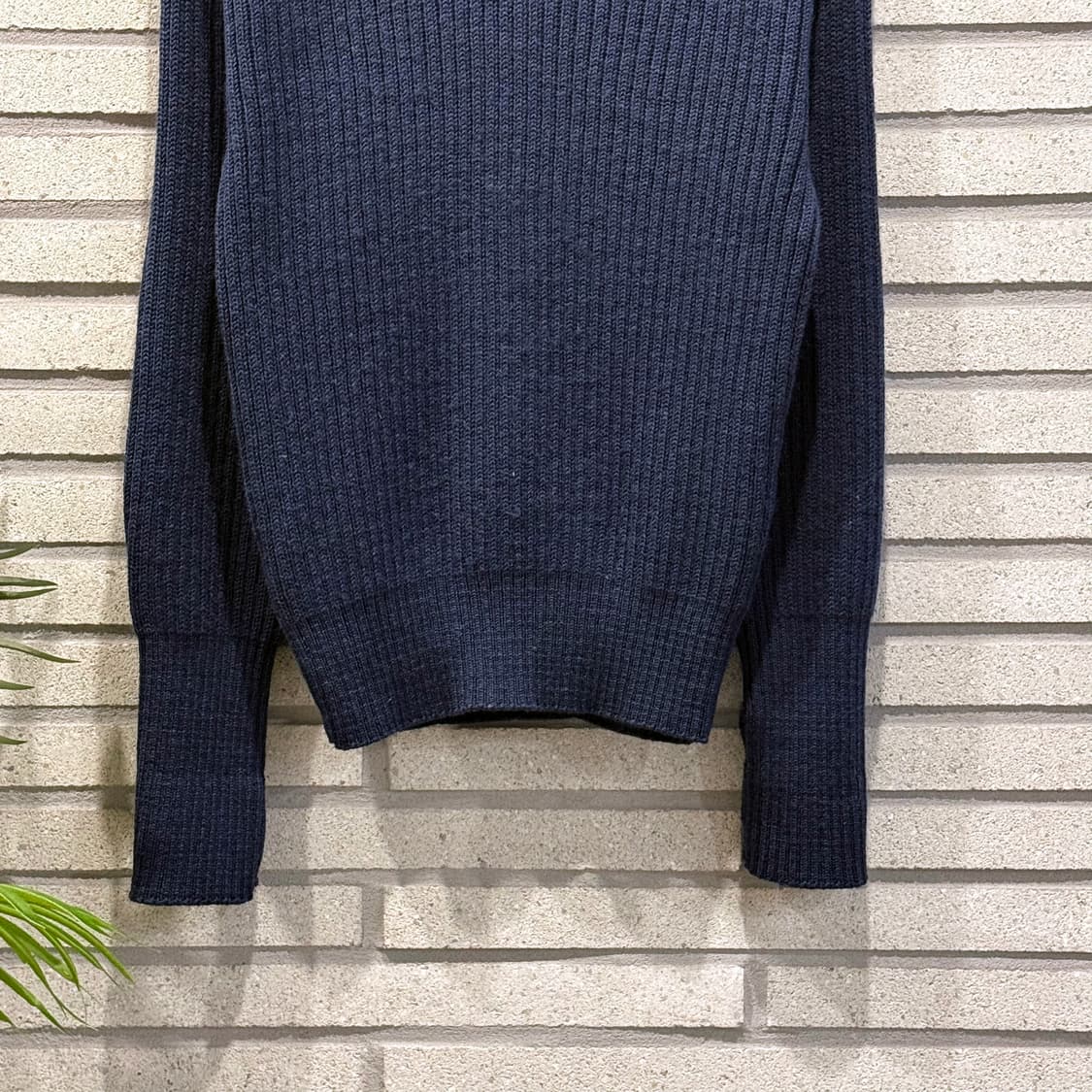 USA VINTAGE 브이넥 미군 골지 울니트 견장 리브마감 디테일 블루 상품이미지4