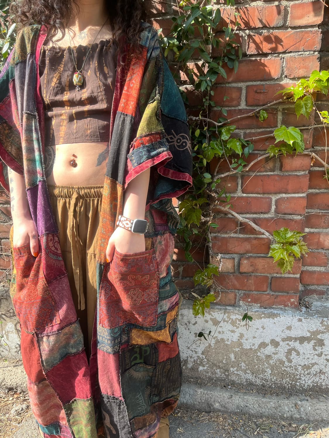 히피 에스닉 패치워크 롱 로브 상품이미지4