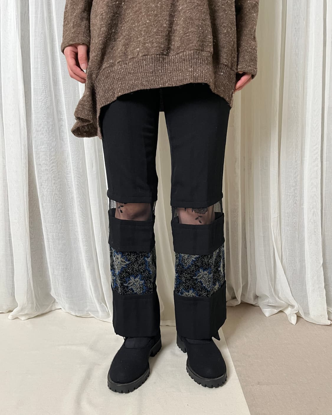 꼼데가르송 01aw beyond taboo 플로럴 시스루패널 팬츠 상품이미지7