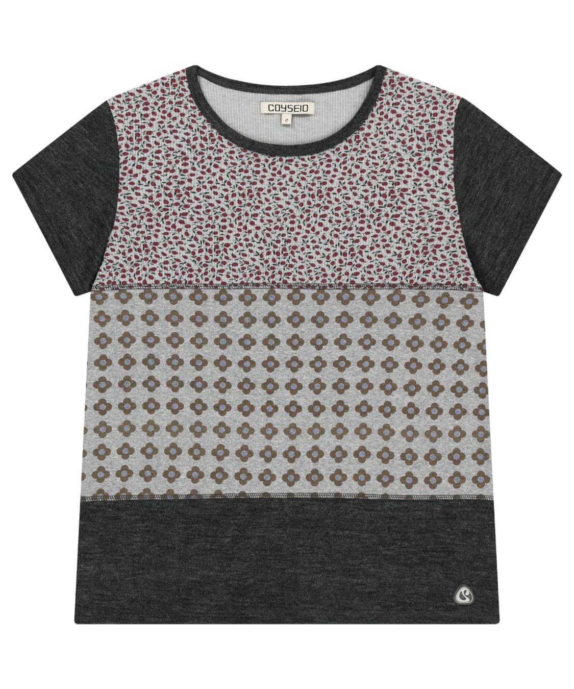 FLOWER PATCHWORK T-SHIRT GREY 1사이즈 상품이미지1