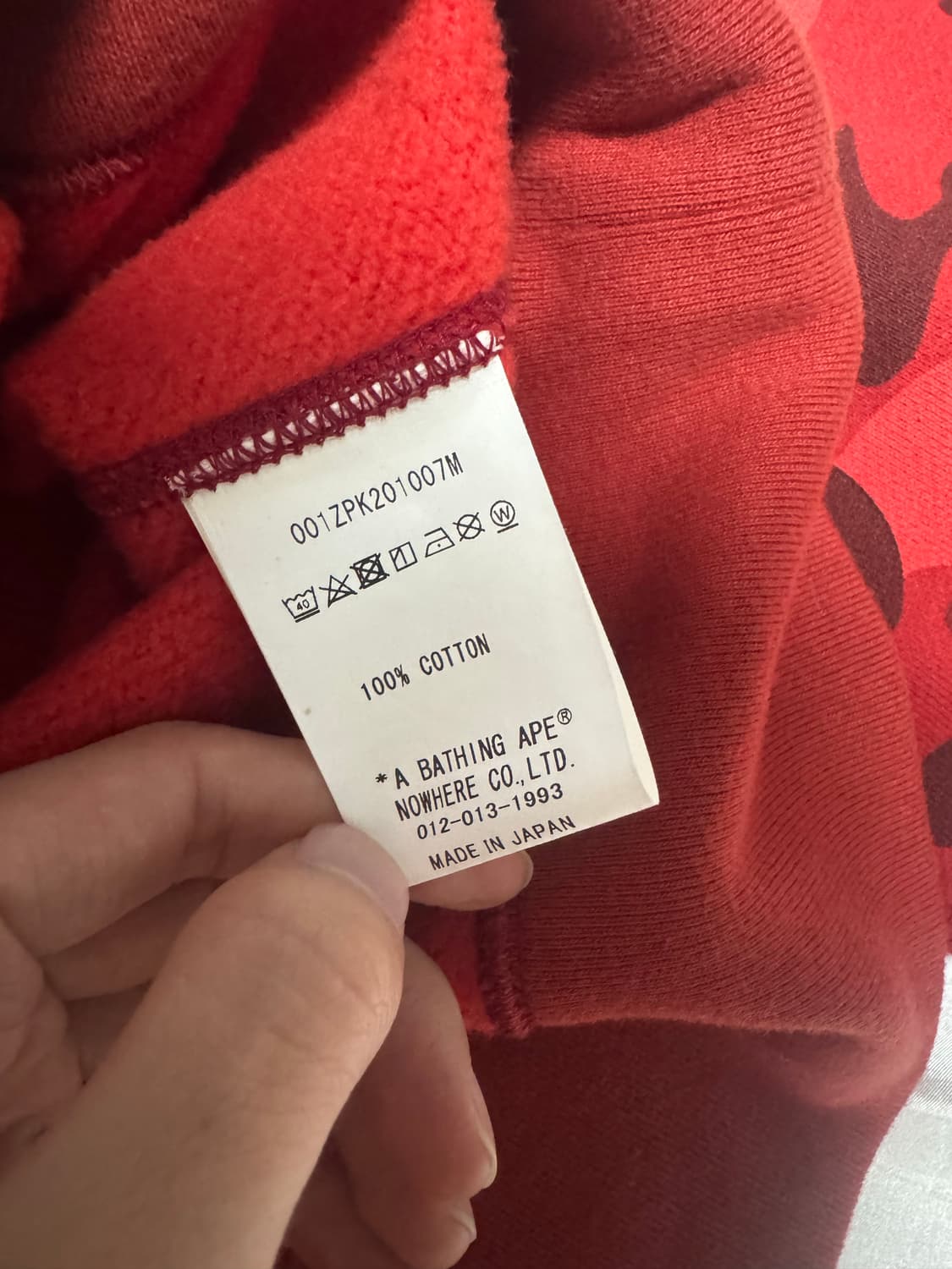 베이프 컬러 카모 샤크 풀 집업 후드 레드 상품이미지7