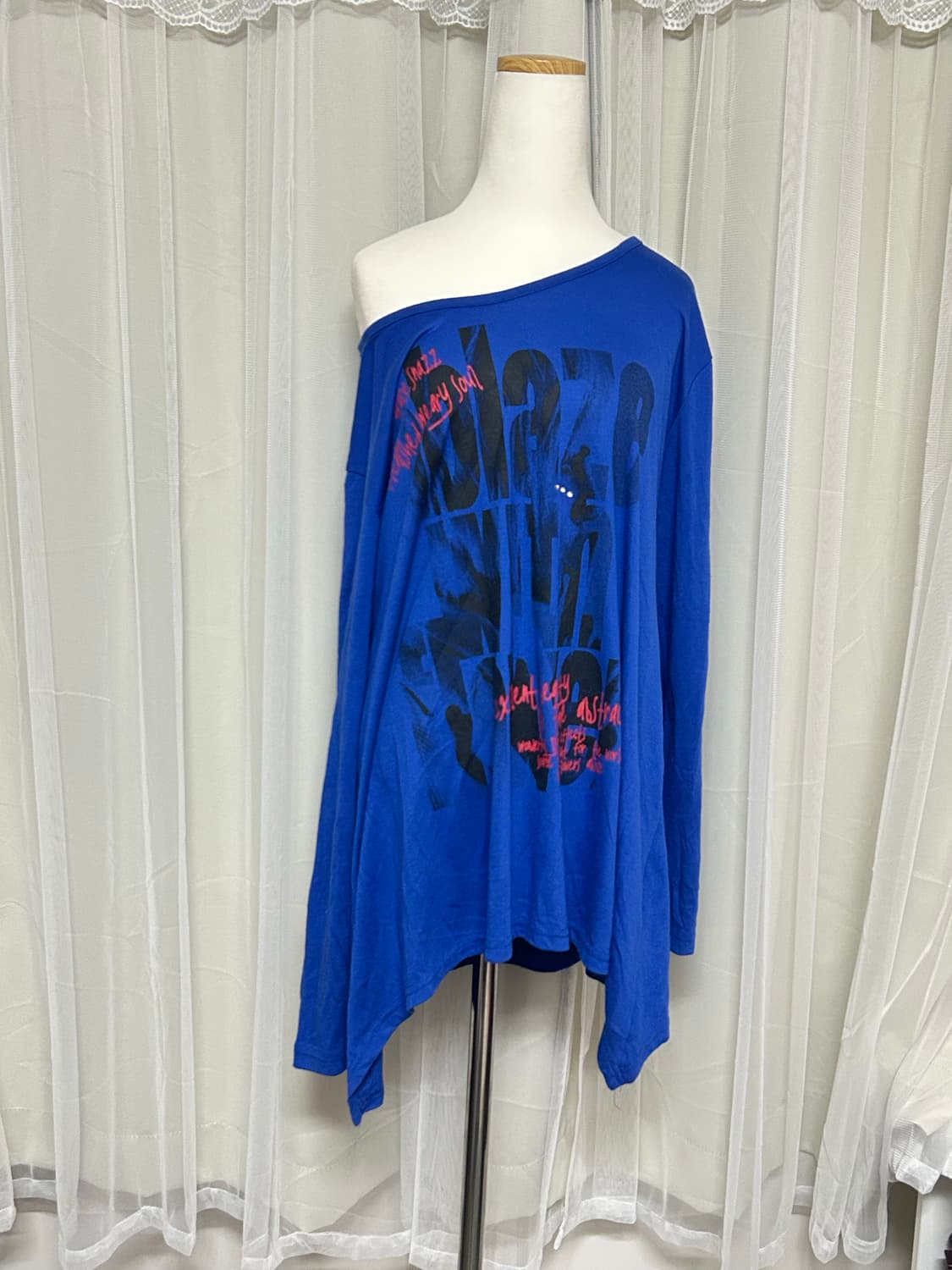 Y2K 펑크 원숄더 큐빅 롱슬리브 상품이미지1