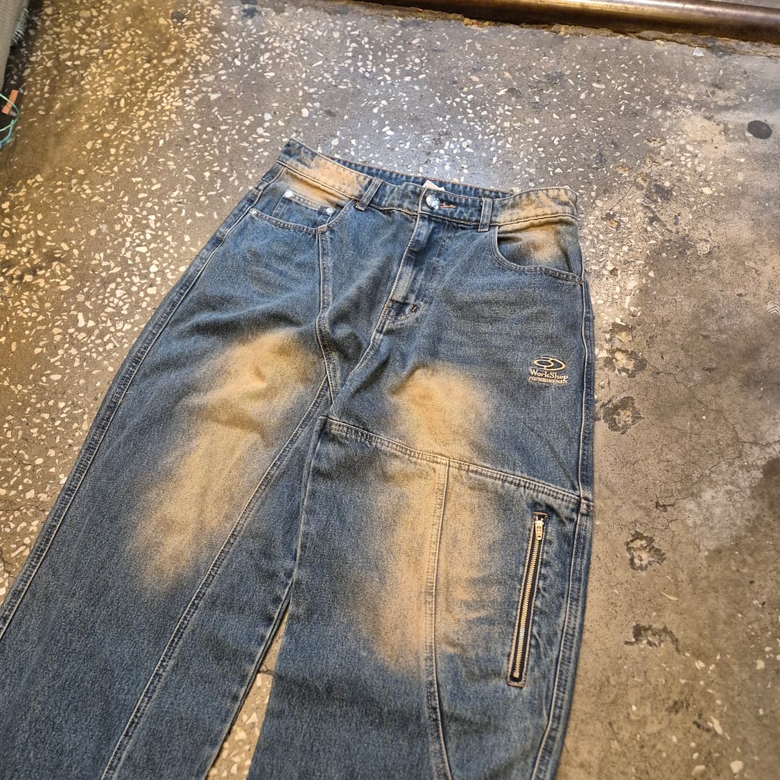 32인치 절개패턴 워싱 와이드데님팬츠  상품이미지6
