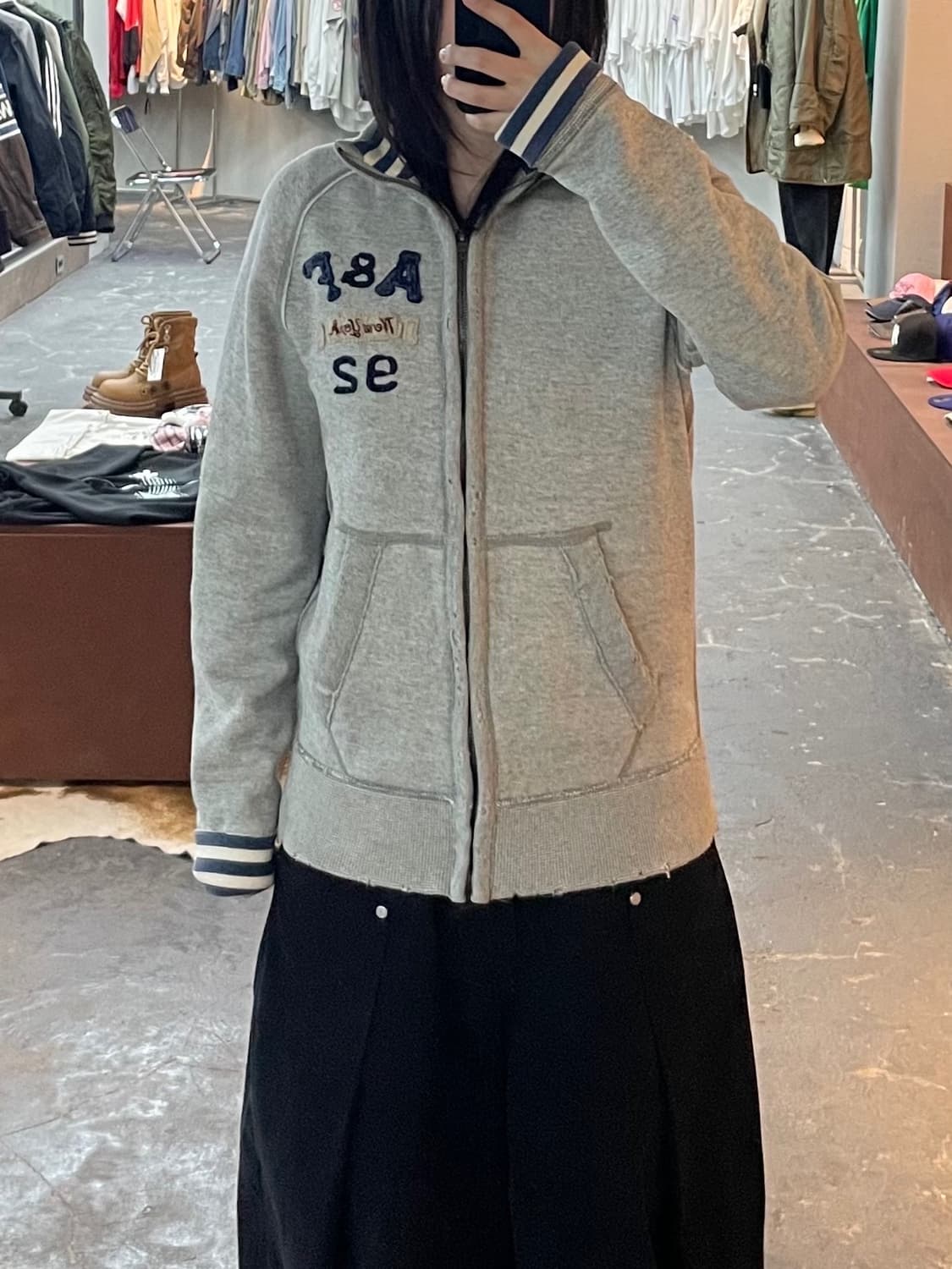 아베크롬비 그레이 데미지 집업 스웻셔츠 H1657 상품이미지1