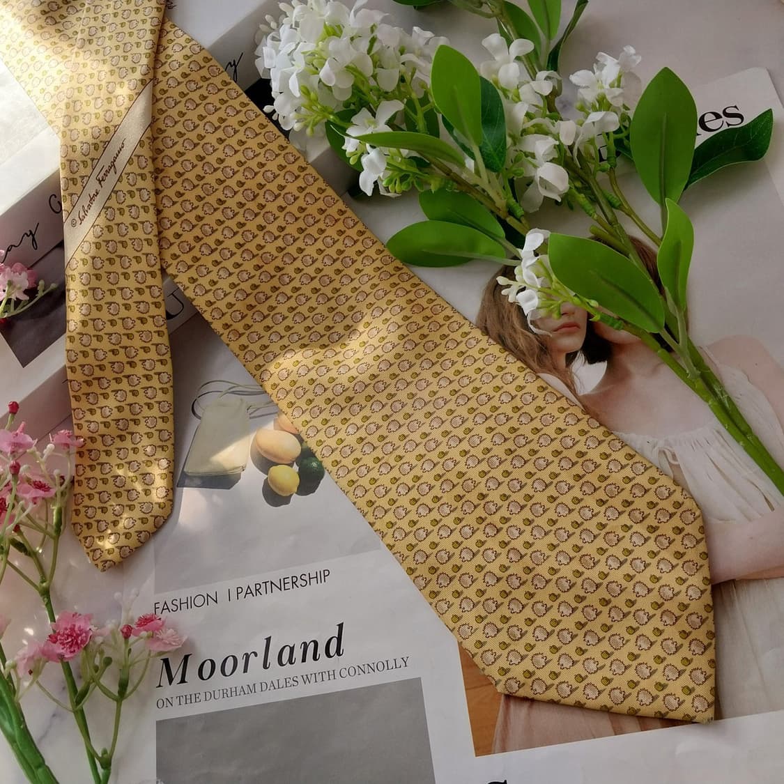 살바토레 페라가모 실크 패턴 넥타이 9.7cm A등급 k2018 상품이미지4