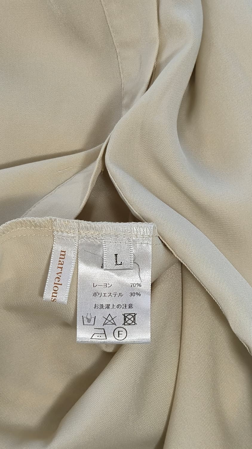 레이온 셔츠 롱 원피스 베이지 캉캉 밴드카라 L 상품이미지5