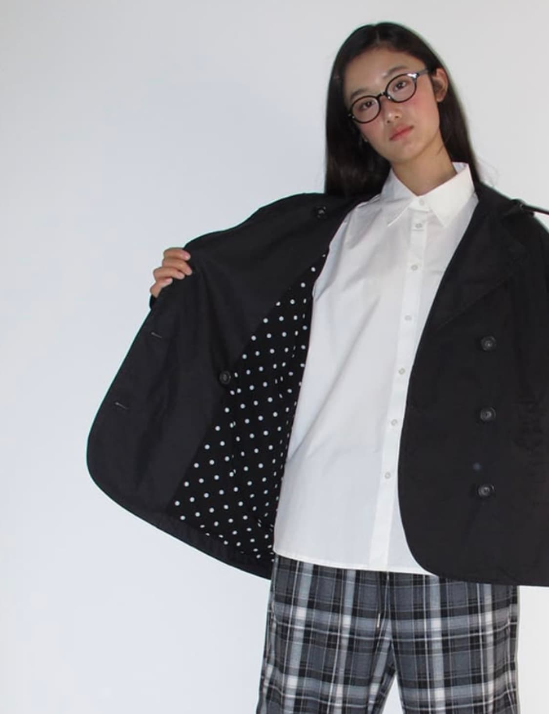 론론 후디드 어시매트릭 트렌치 자켓 (블랙) 상품이미지3