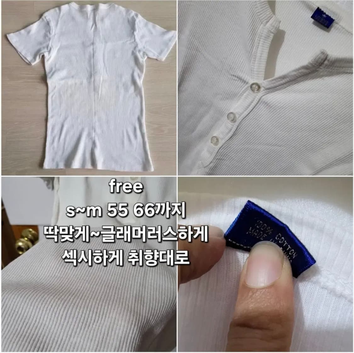 431 ) Y2K 감성 코튼100% 골지 반팔 쫀쫀 티셔츠 상품이미지2