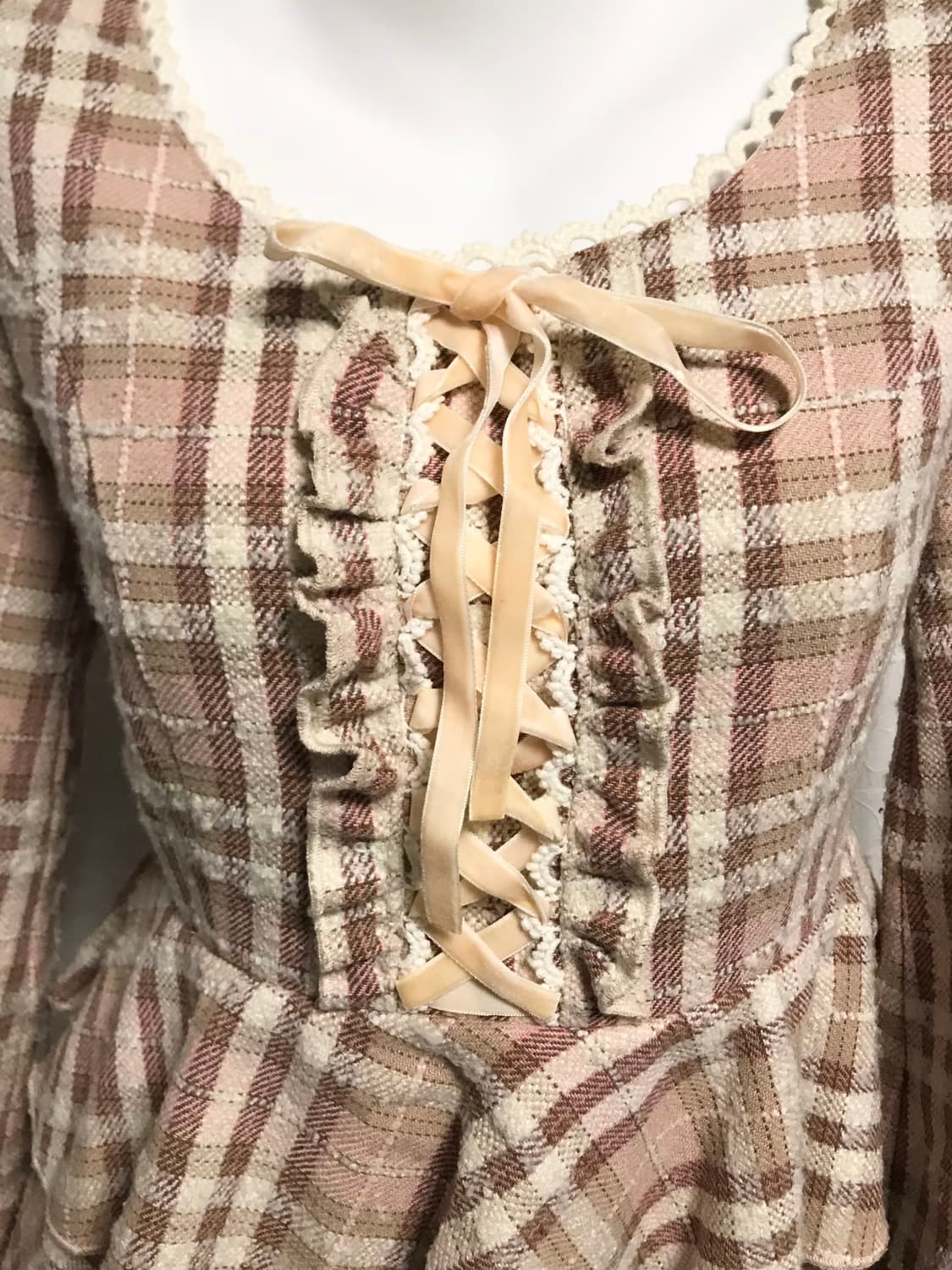 빈티지 lizlisa 리즈리사 체크 프릴 코르셋 트위드 원피스 상품이미지6