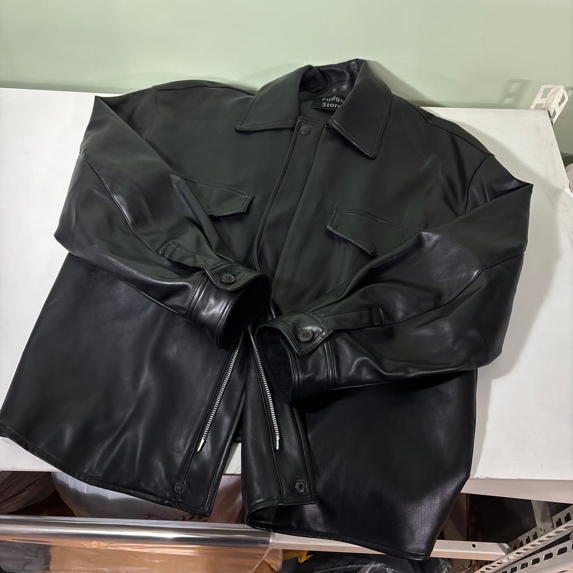 L 라퍼지스토어 블랙 투웨이 카라넥 가죽자켓 상품이미지2