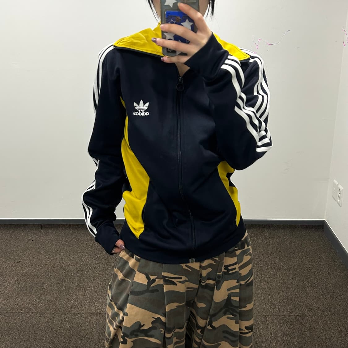 Adidas 아디다스 옐로우 네이비 배색 트랙탑 져지 상품이미지1