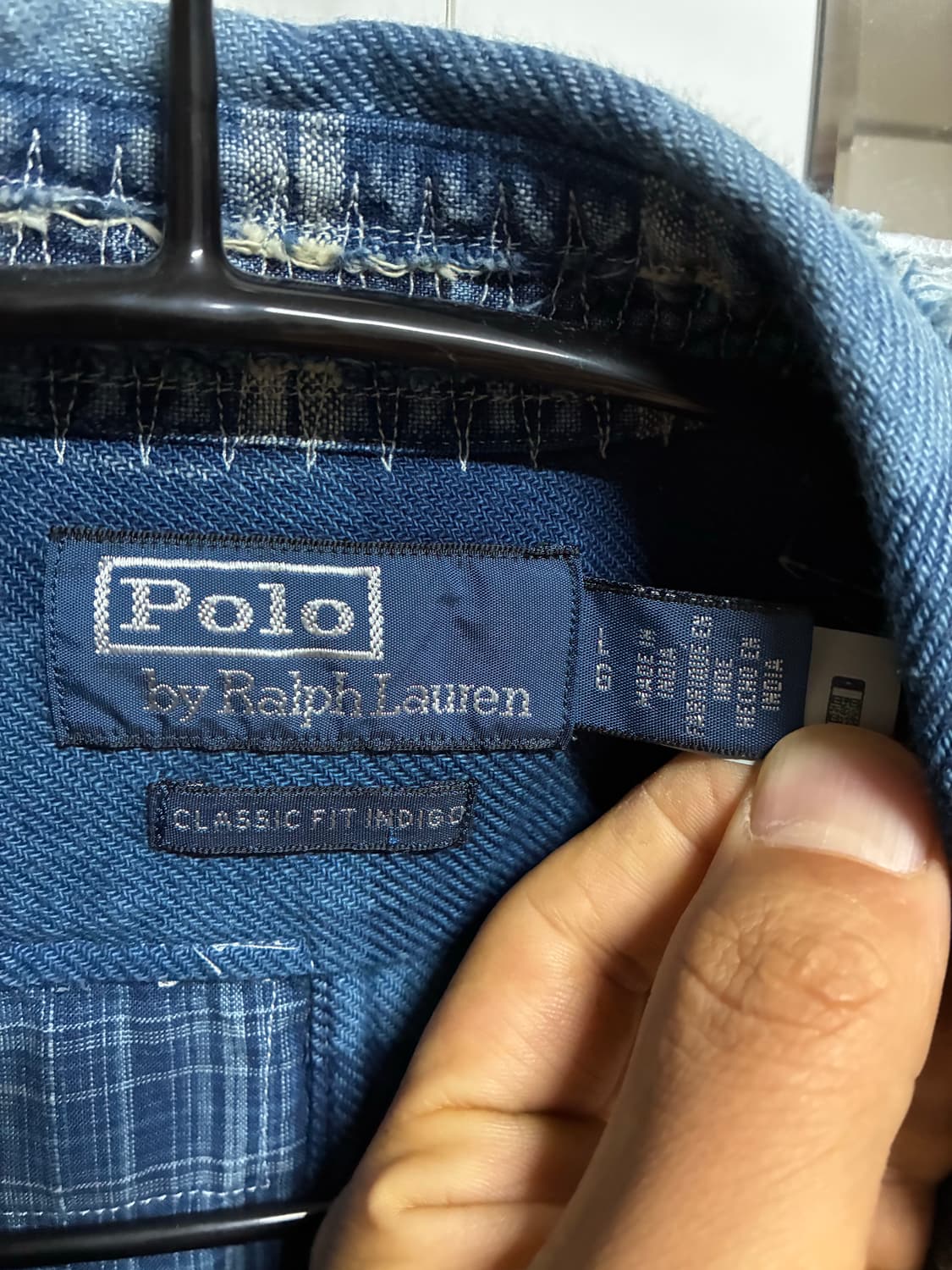 [새상품] 폴로랄프로렌 클래식핏 인디고 패치워크 워크셔츠 100/L 상품이미지3