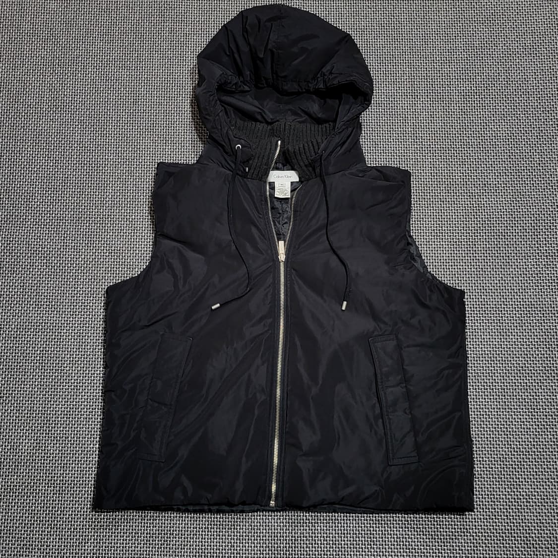 90s 공용 캘빈클라인 후드 조끼 베스트 블랙 (XL/100) 상품이미지1
