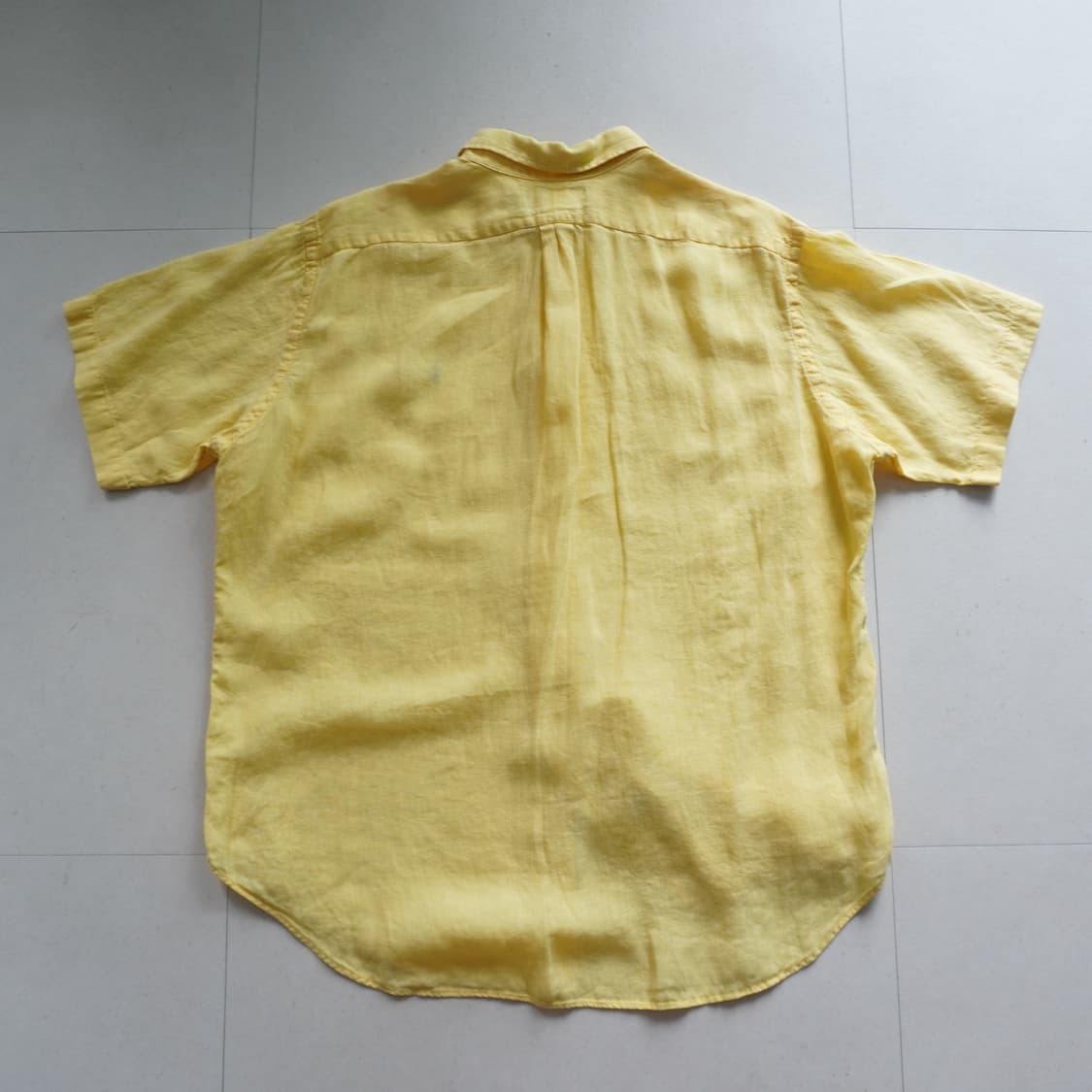 90s 폴로 랄프로렌 옐로우 린넨 100% 반팔 셔츠 (XL) 상품이미지8