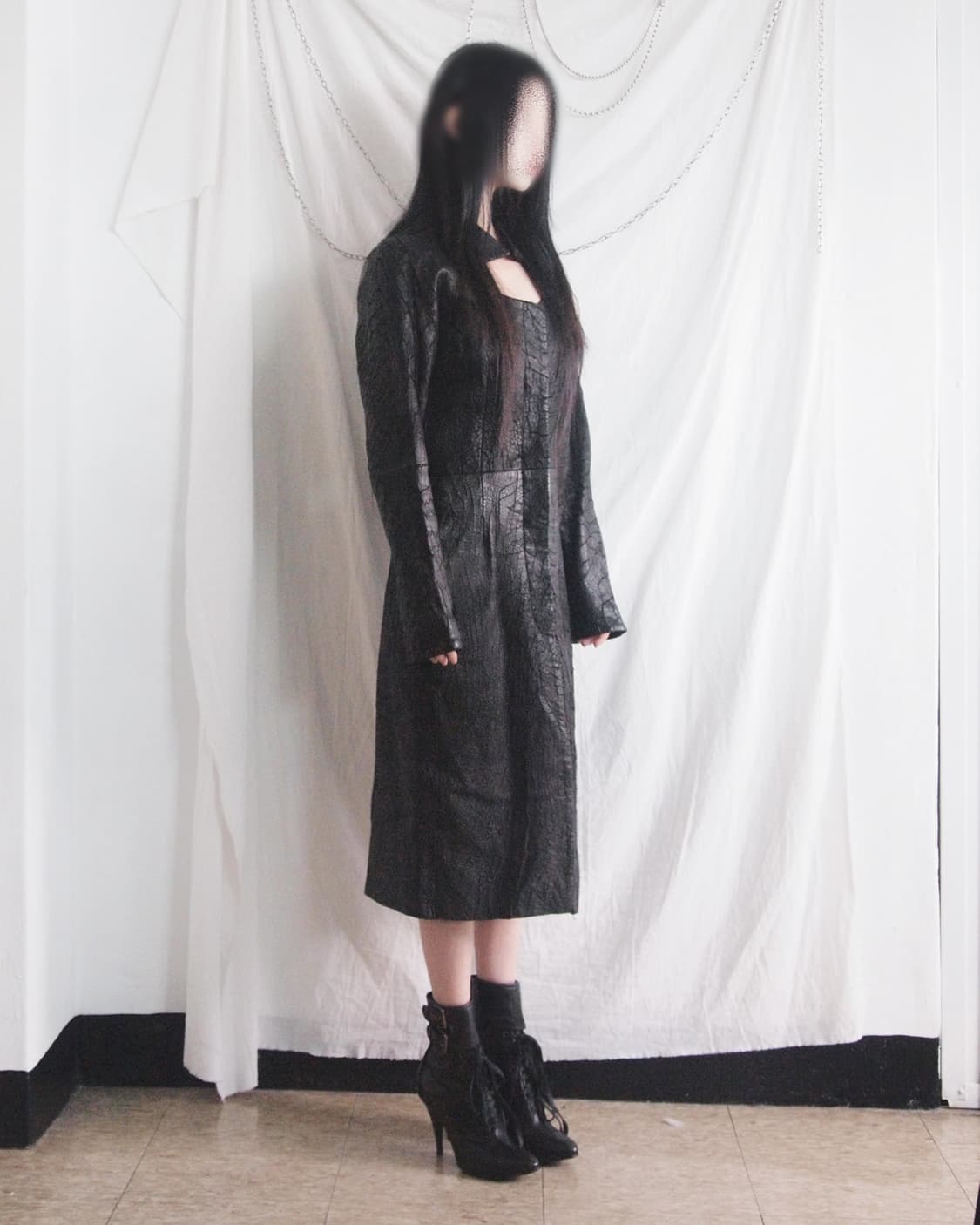 HAUTE 크랙레더 램스킨 아티저널 롱코트 상품이미지1