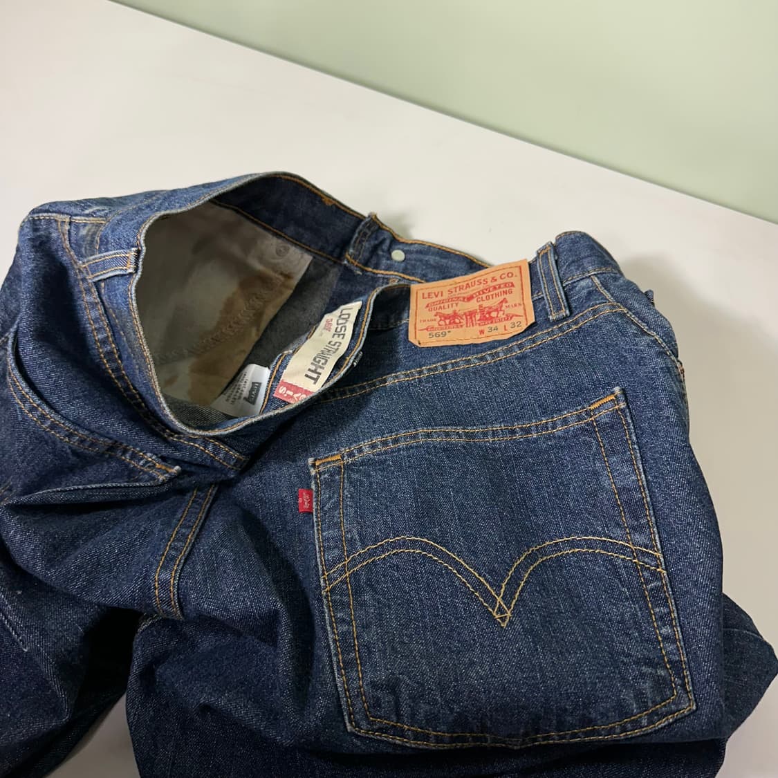 XL 리바이스569 루즈스트레이트핏 진청워시드 데님팬츠 상품이미지1