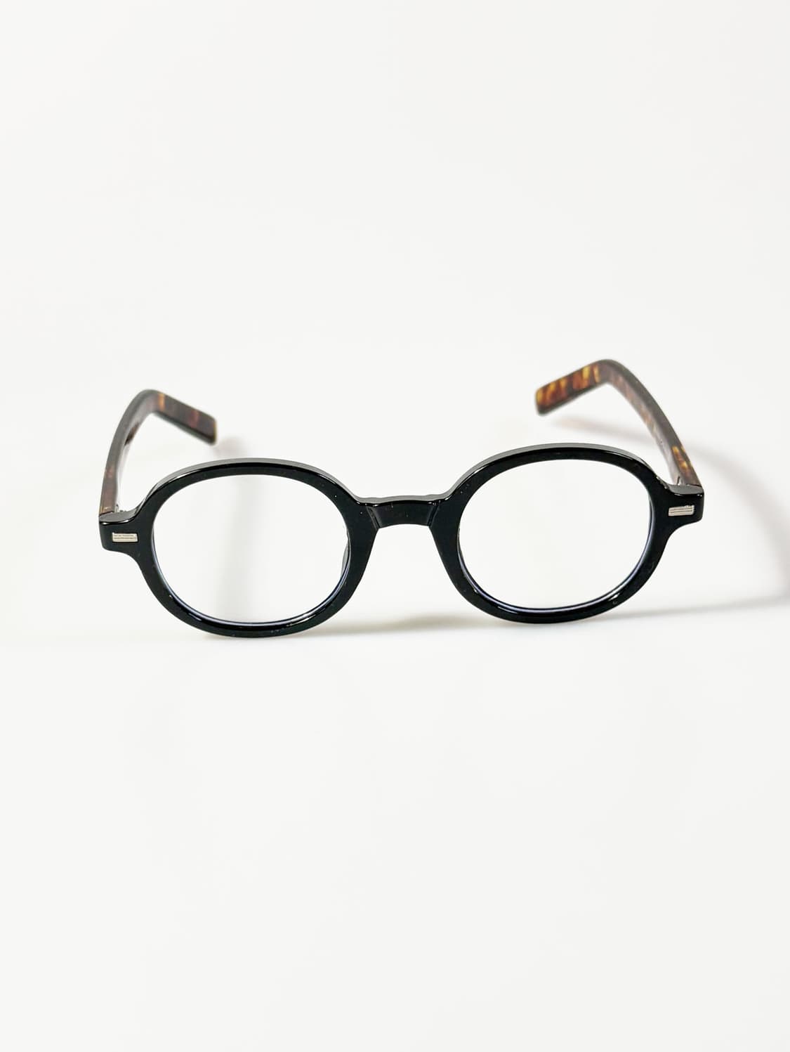 볼드 블랙 라운드 프레임 투명렌즈 빈티지 선글라스 상품이미지2