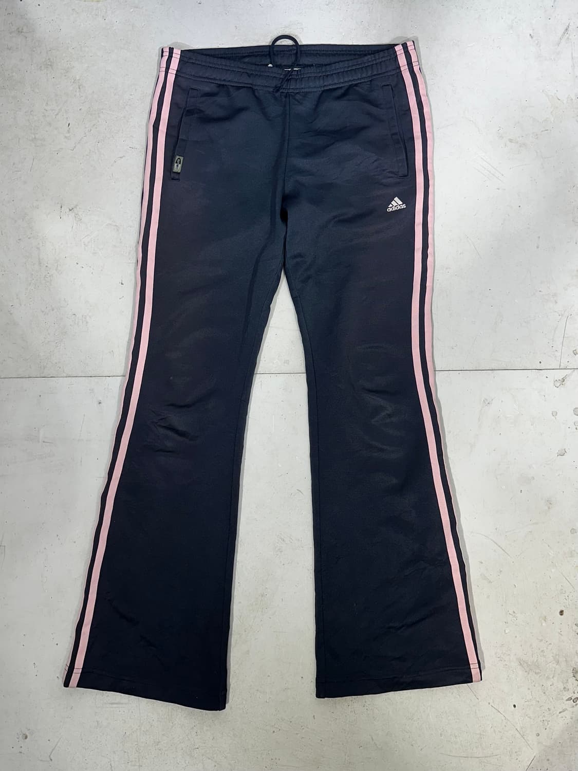 아디다스 네이비 핑크 삼선 와이드 부츠컷 추리닝 바지 트레이닝 팬츠 S 상품이미지4