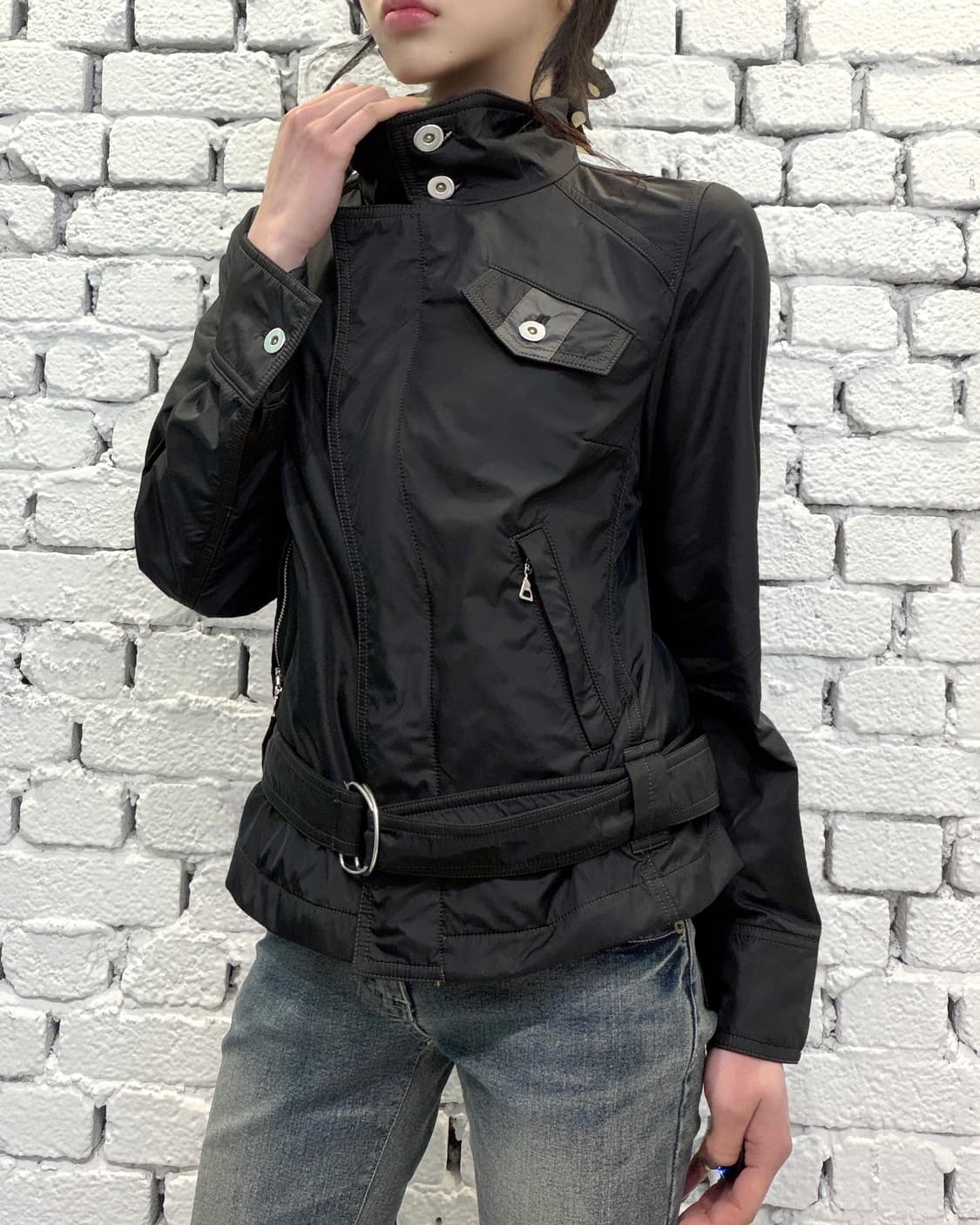 Belted High Neck Zip Jacket 상품이미지1