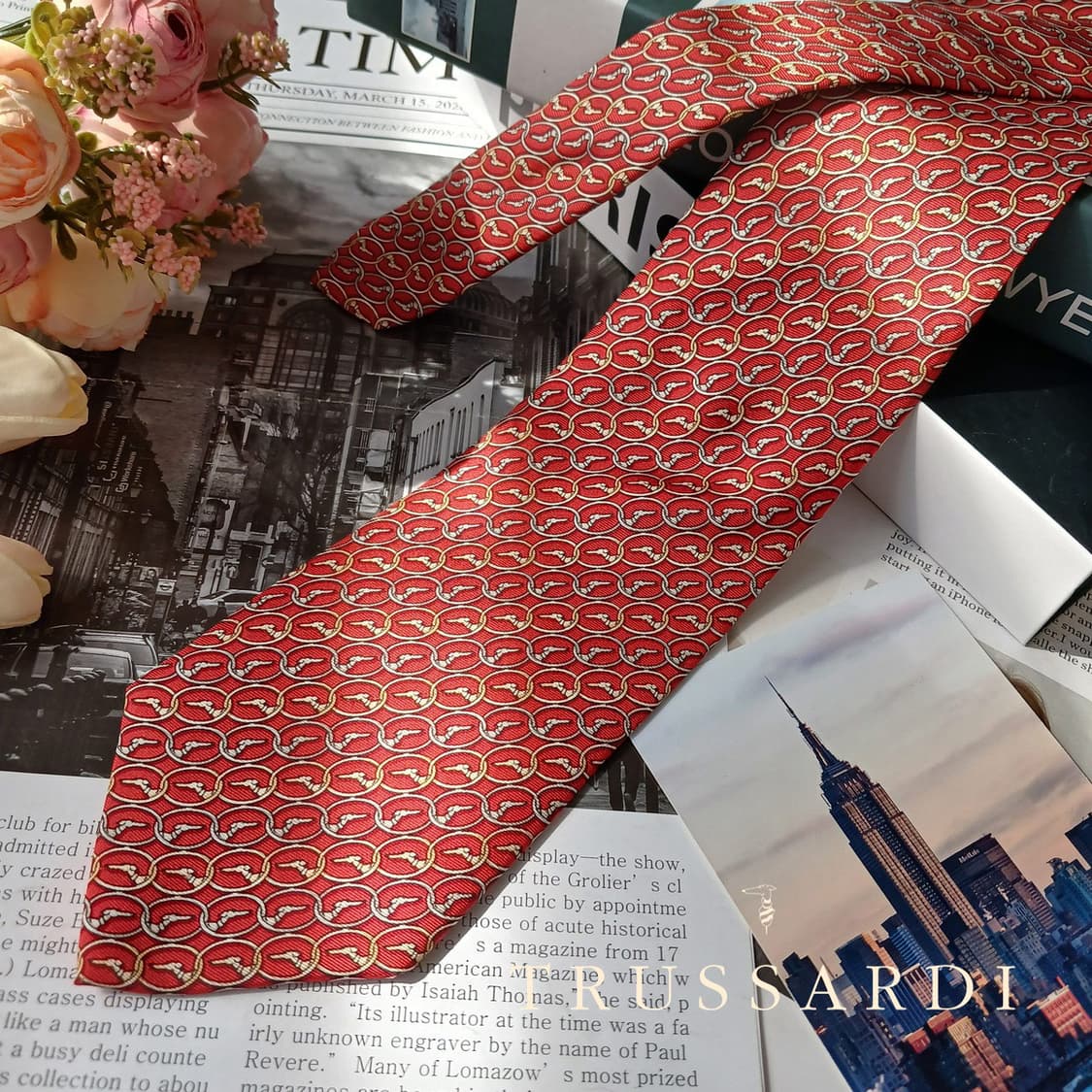 트루사르디 시그니처 로고 패턴 넥타이 9.2cm A+~A등급 E787
 상품이미지2